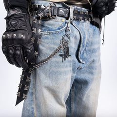 FVVO Multi-Rivet Full-Grain Leather Belt