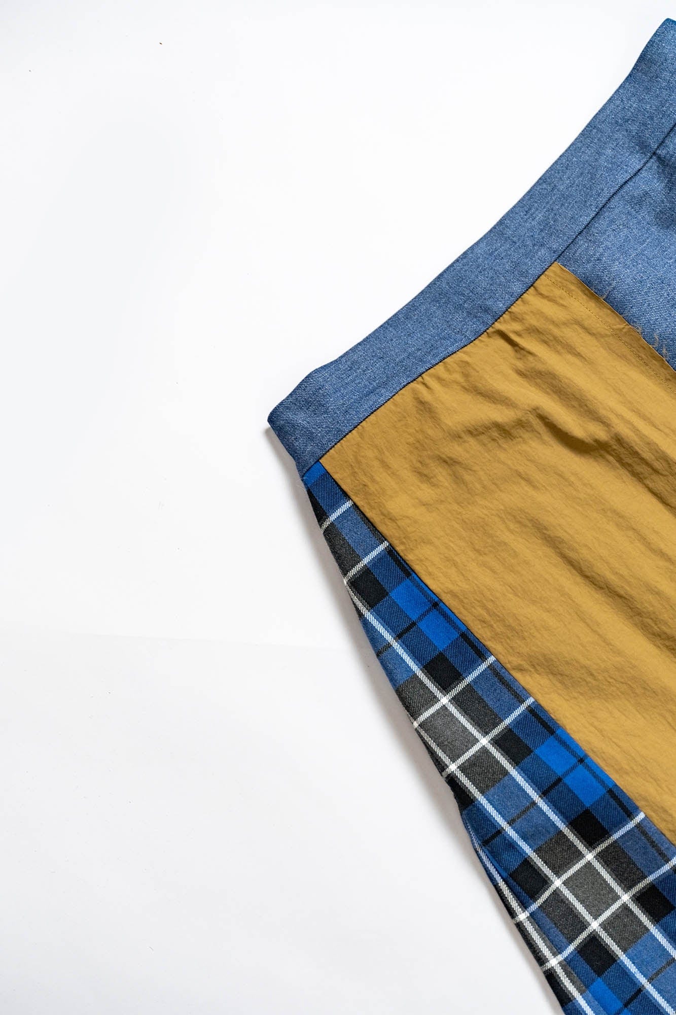 KADAKADA Paneled Reversible Plaid Raw-Edge Maxi Skirt