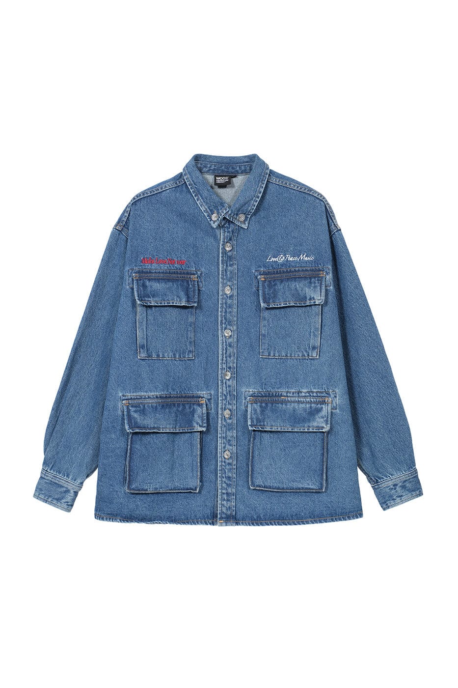 WCC Multi-Pockets Musical Skeletons Denim Jacket