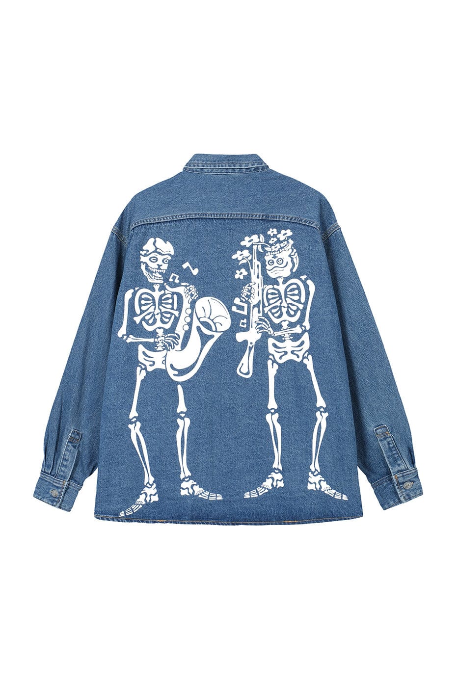 WCC Multi-Pockets Musical Skeletons Denim Jacket