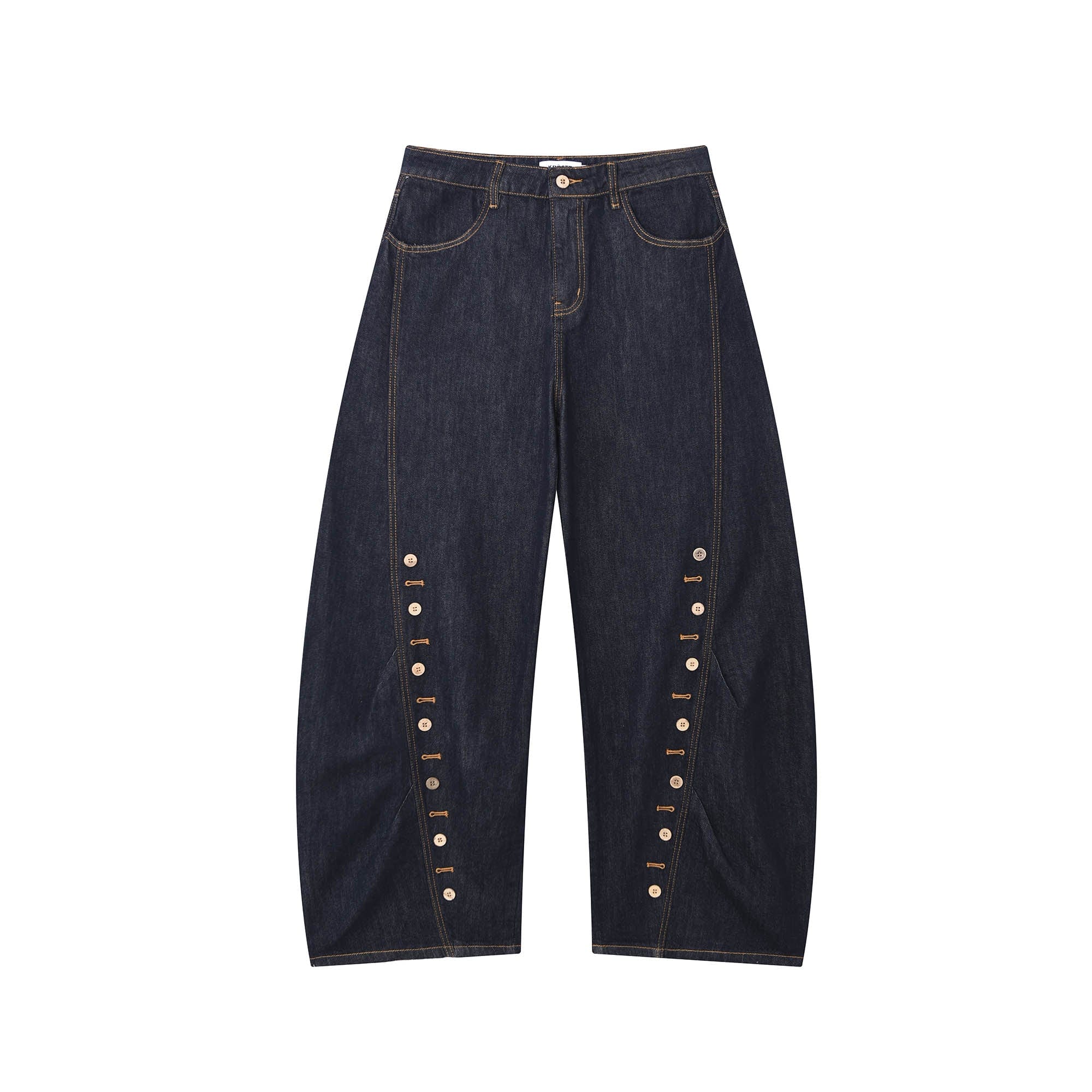KREATE Button-Trim Flared Jeans