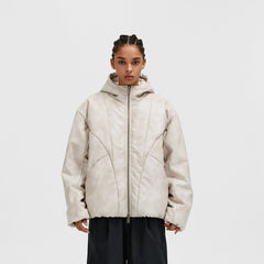 BONELESS Spliced Faux Leather Cotton Padded Jacket