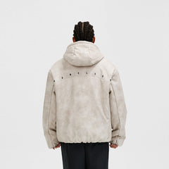 BONELESS Spliced Faux Leather Cotton Padded Jacket