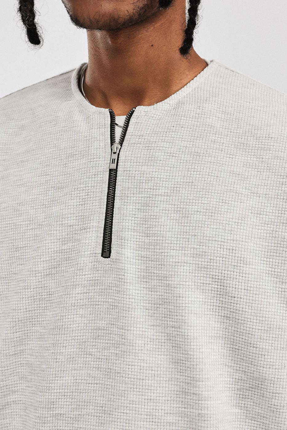 BONELESS Collarless Half-Zip Waffle L/S Tee