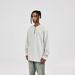 BONELESS Collarless Half-Zip Waffle L/S Tee