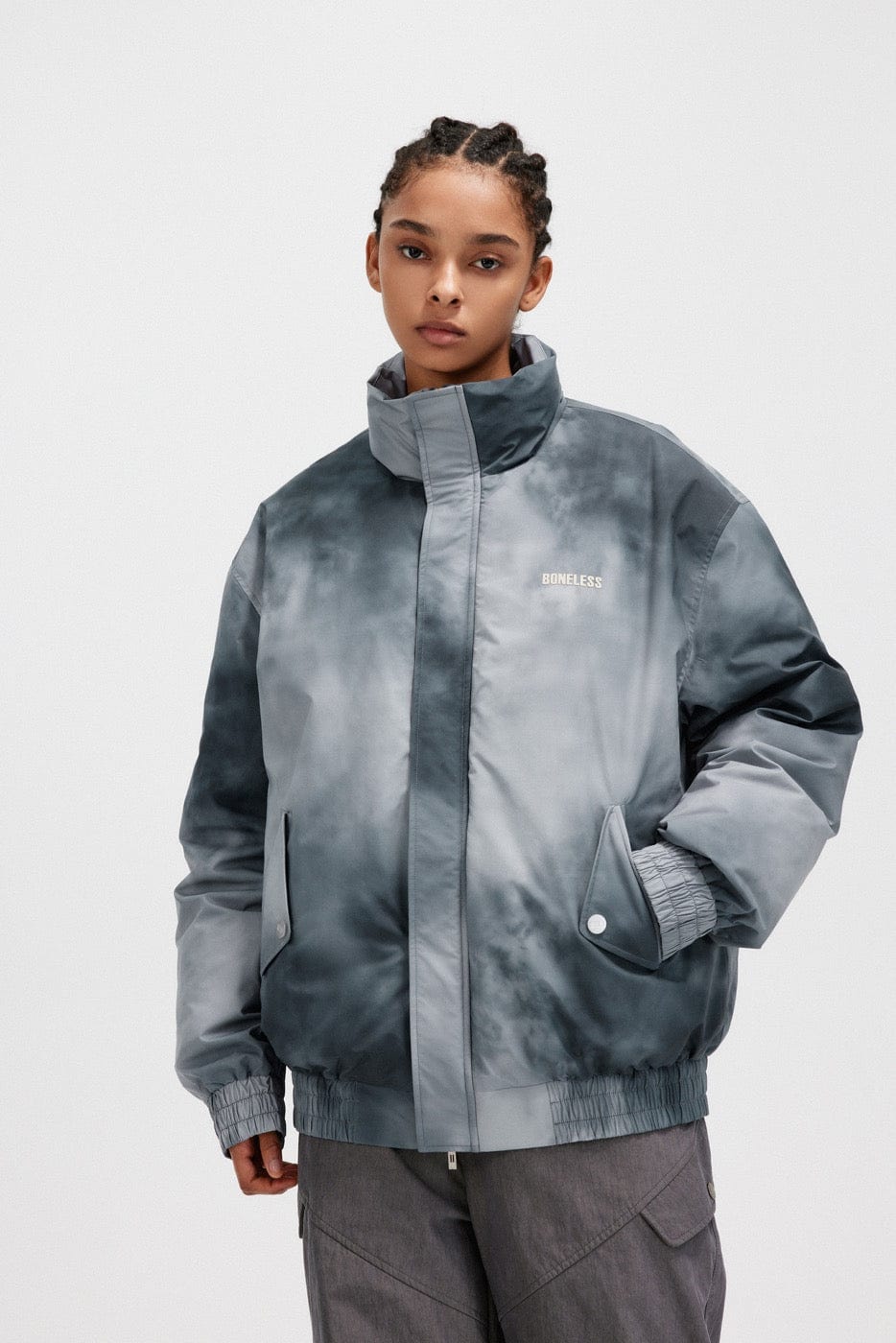 BONELESS Smoke Tie-Dye Puffer Jacket