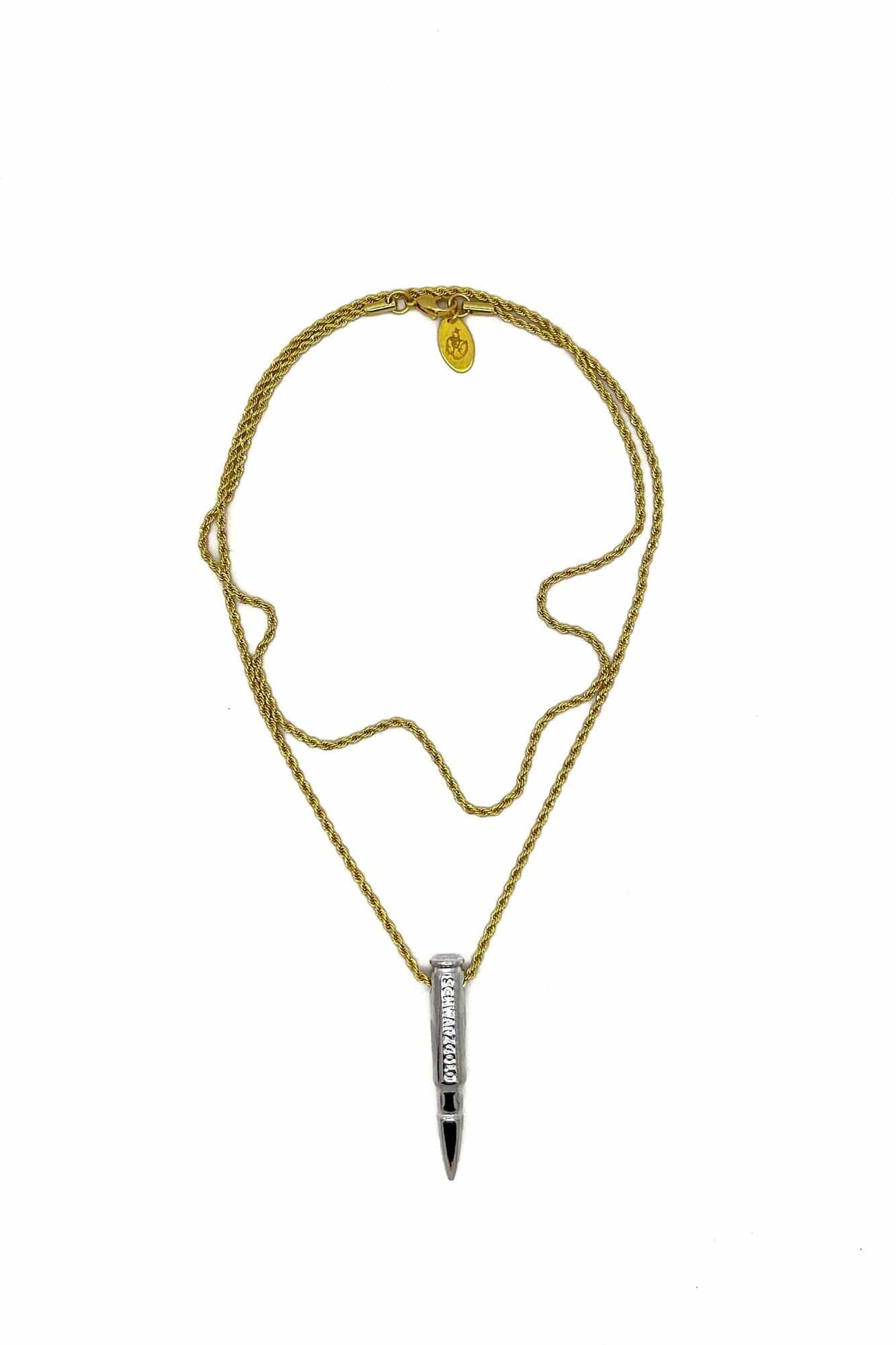 SCHWARZGOLD Layered Bullet Pendant Necklace Silver