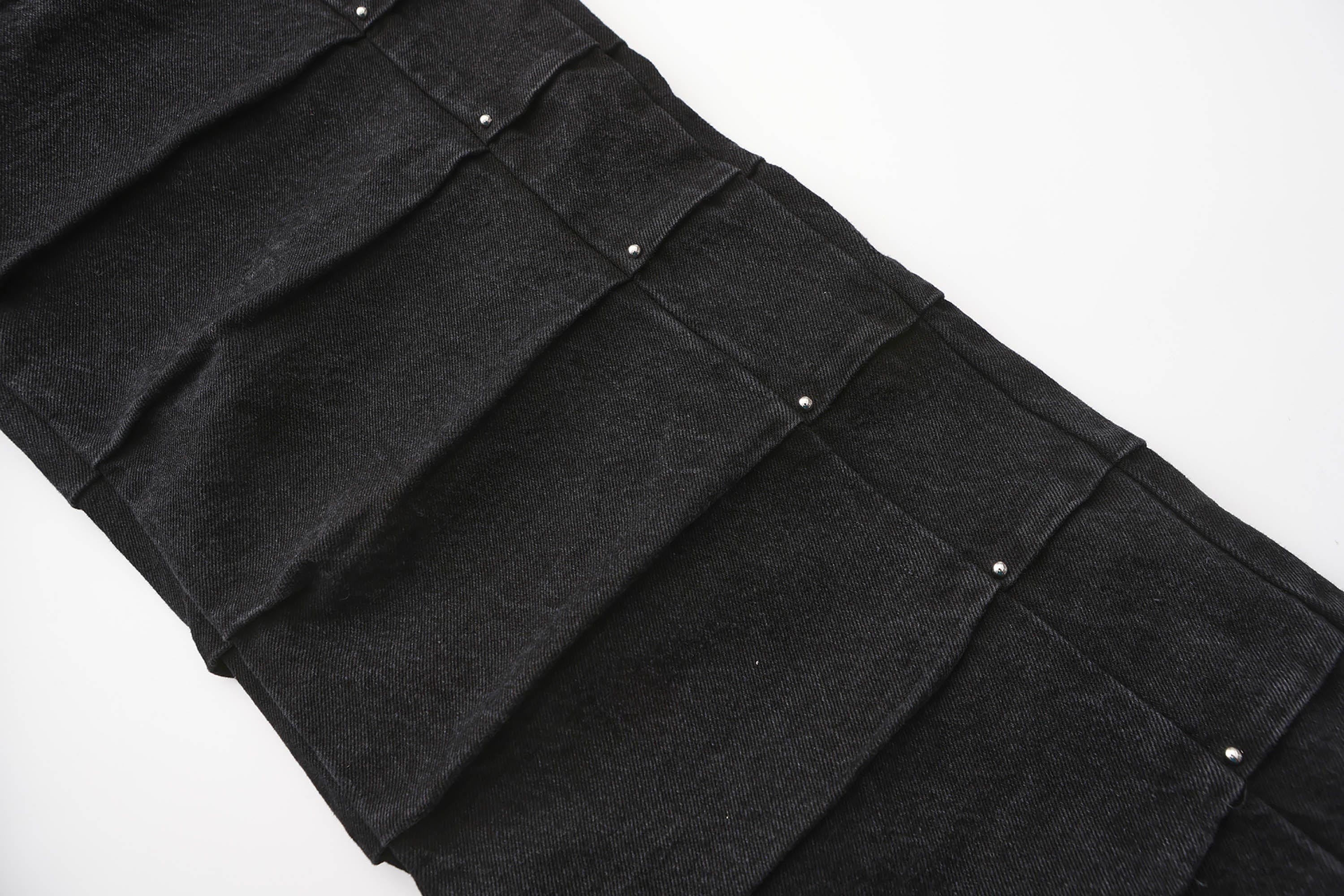 BLACK8MOB Armour Crinkled Rivet Pants