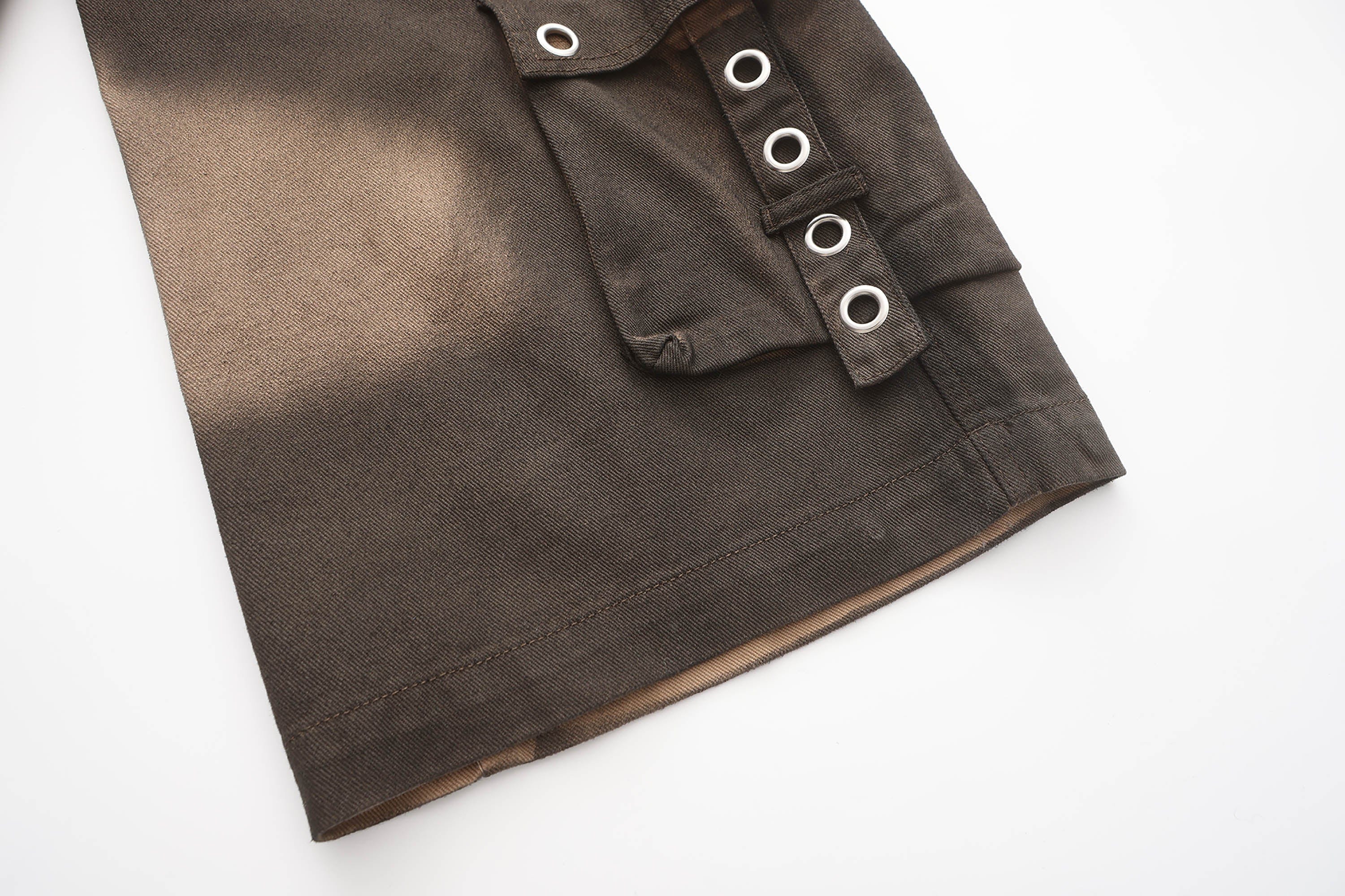 BLACK8MOB Distressed Paneled Multi-Pocket Cargo