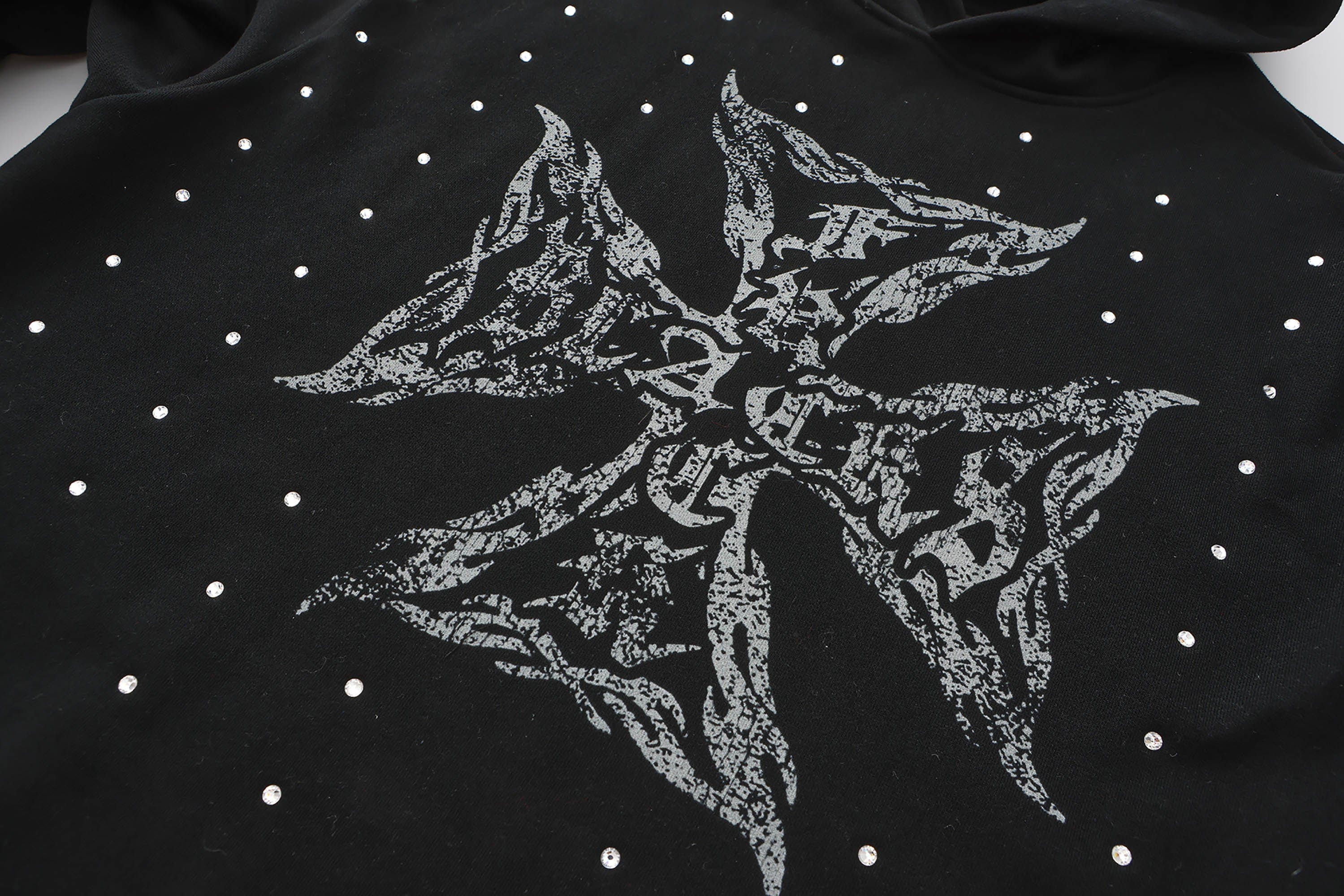 BLACK8MOB Full Studded Cross Hoodie