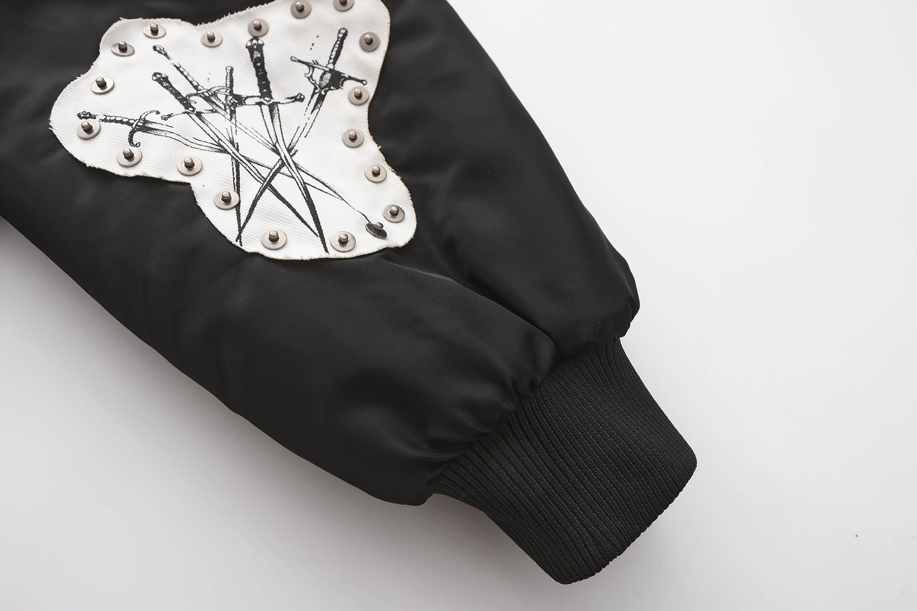 BLACK8MOB Studded Patchwork Bomber Jacket