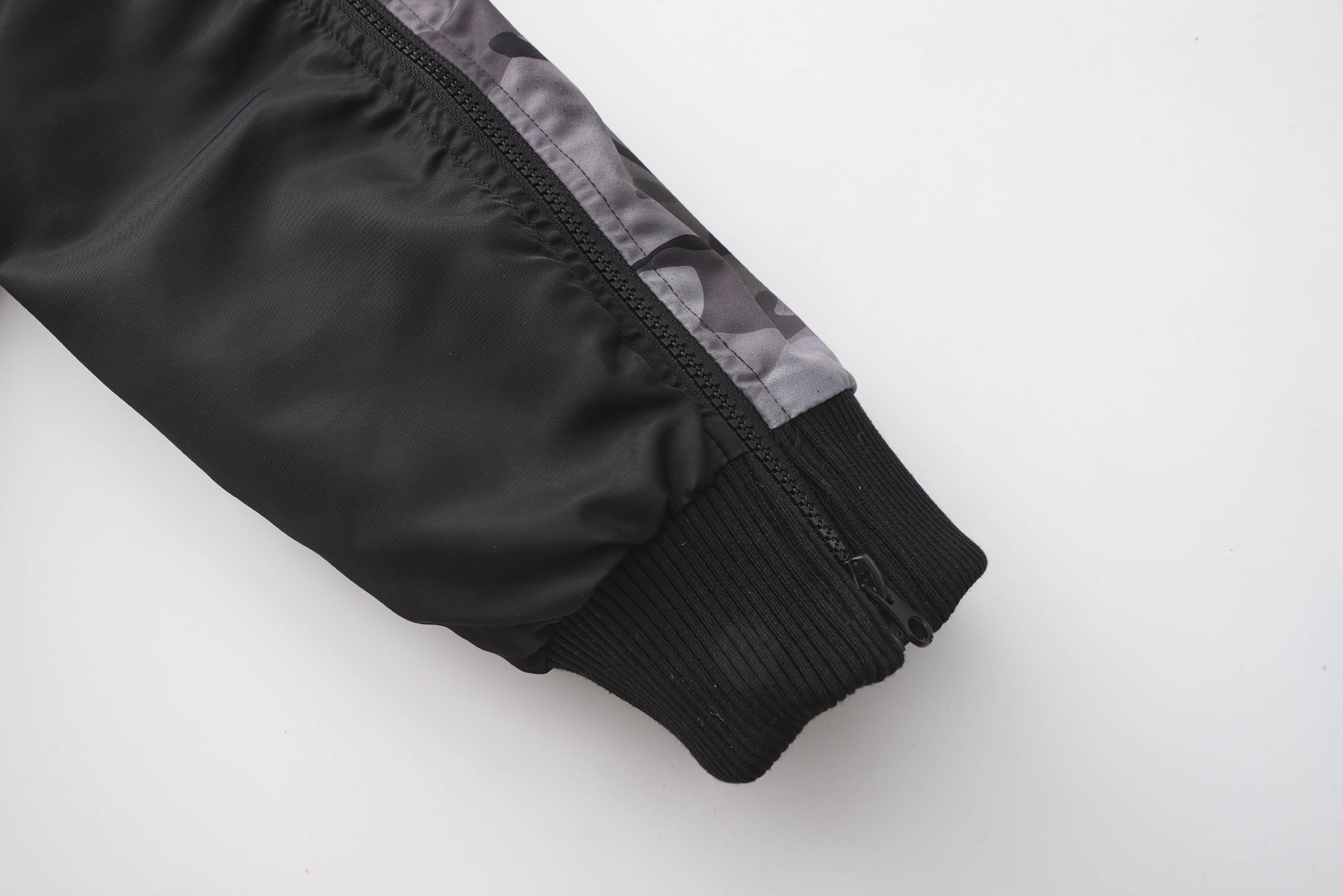 BLACK8MOB Retro Distressed Camo Panel Bomber Jacket