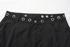 BLACK8MOB Eyelet Waist Tie Multi-Pocket Parachute Pants