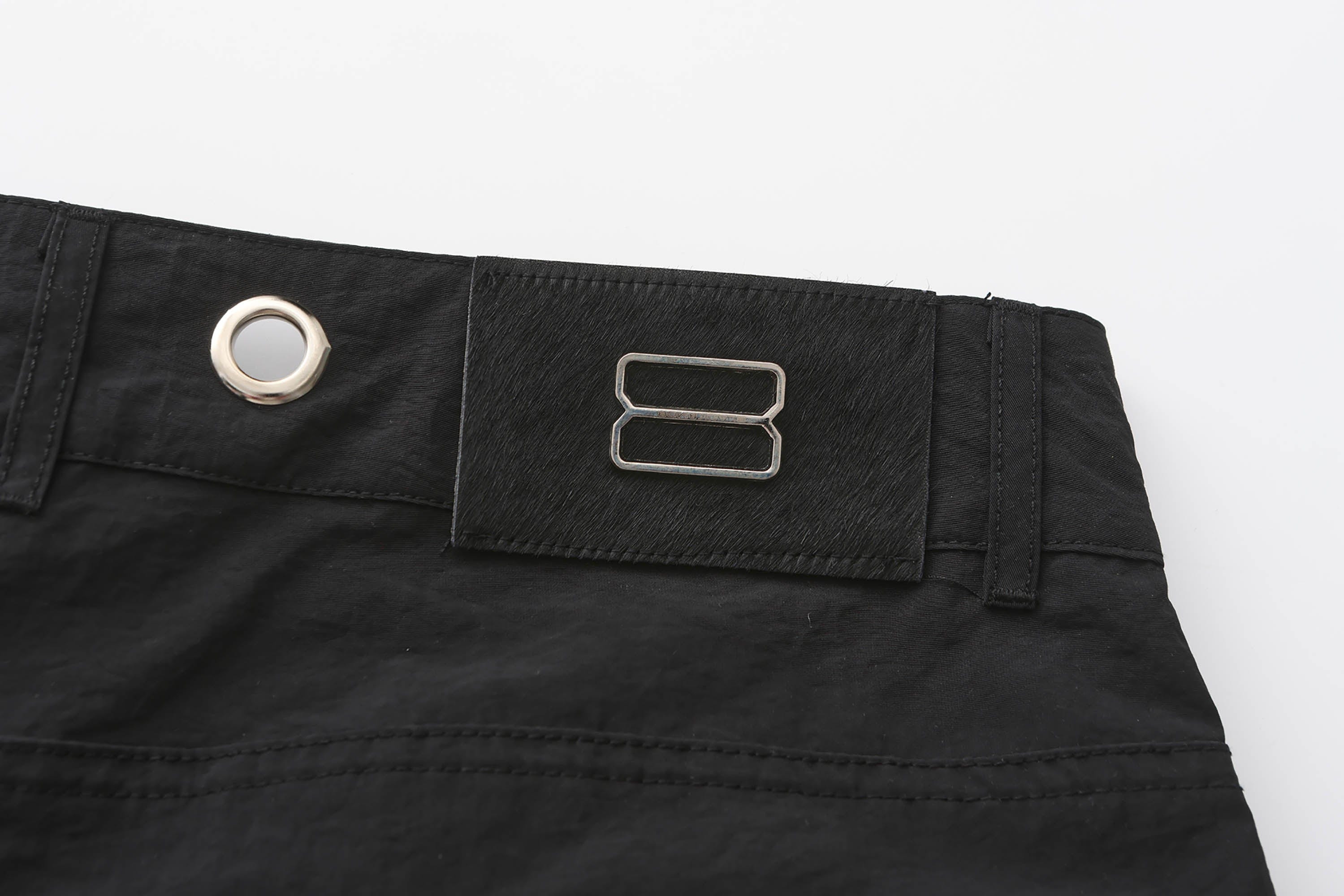 BLACK8MOB Eyelet Waist Tie Multi-Pocket Parachute Pants