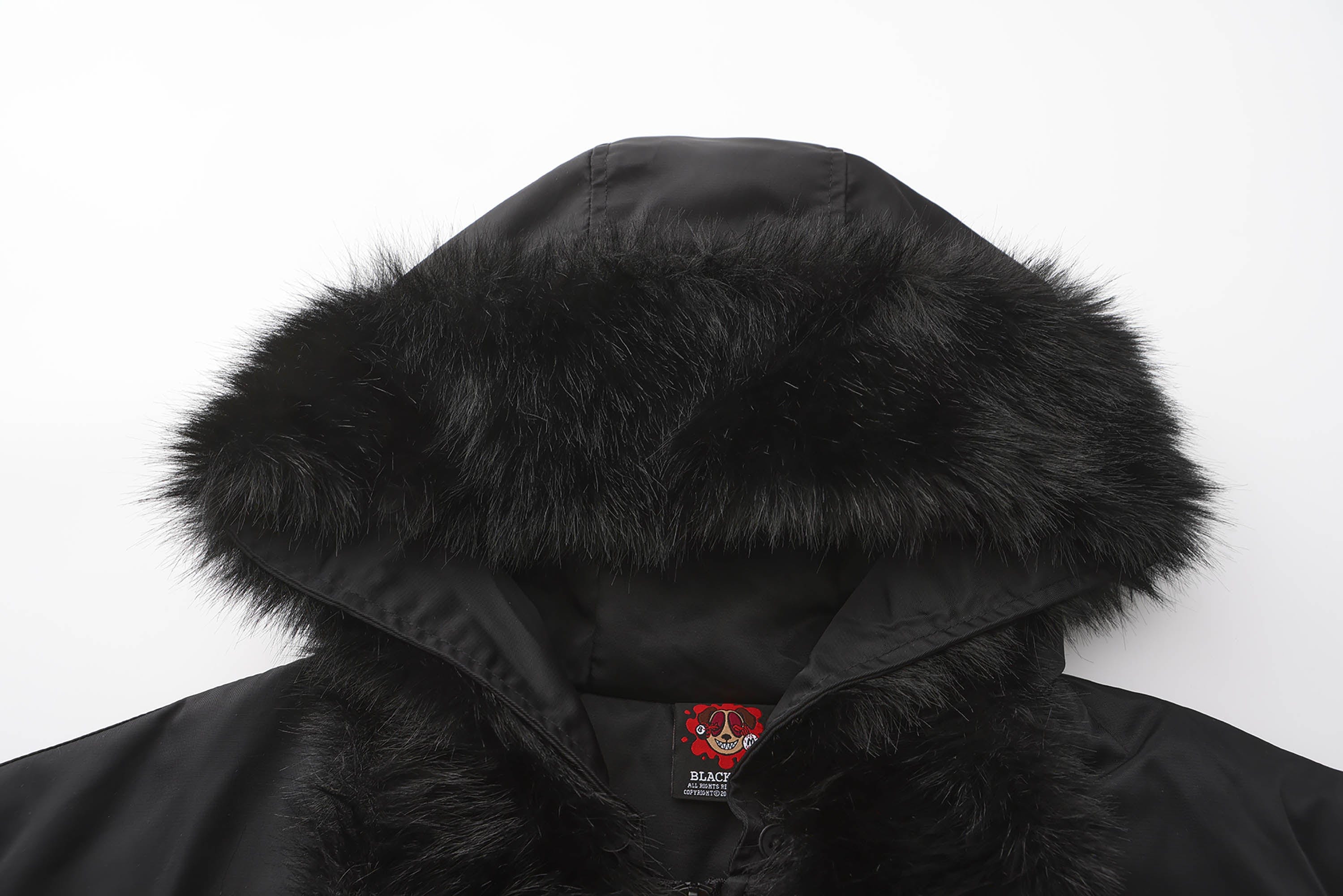 BLACK8MOB Flame Detachable-Fur Hooded Jacket