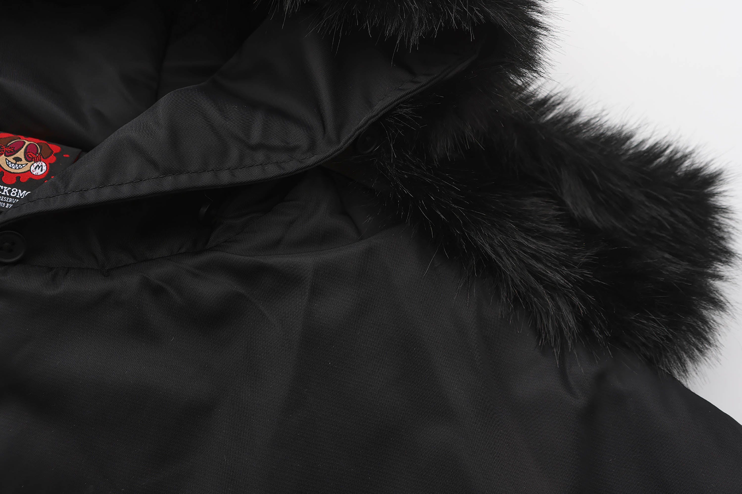 BLACK8MOB Flame Detachable-Fur Hooded Jacket