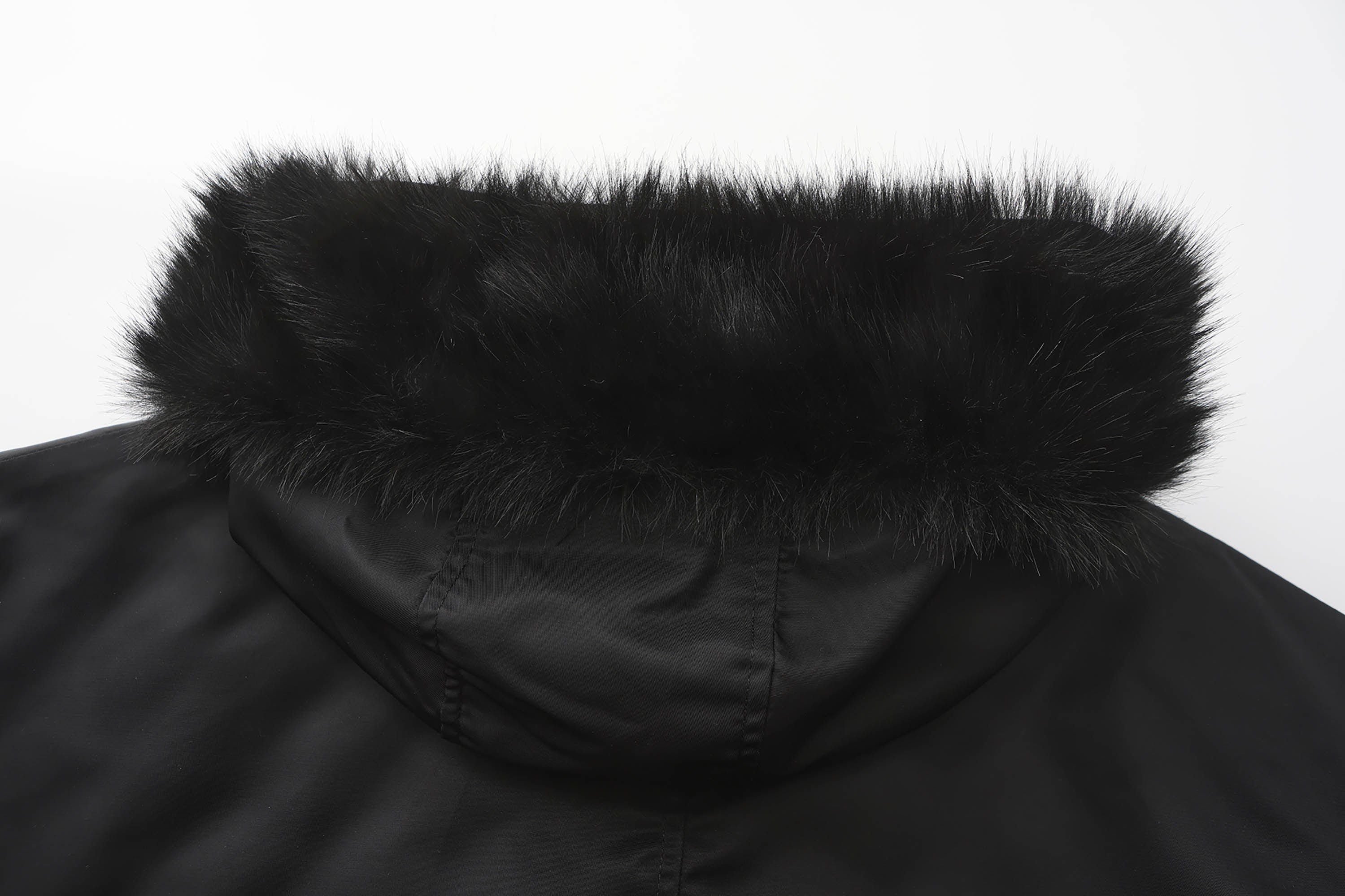 BLACK8MOB Flame Detachable-Fur Hooded Jacket