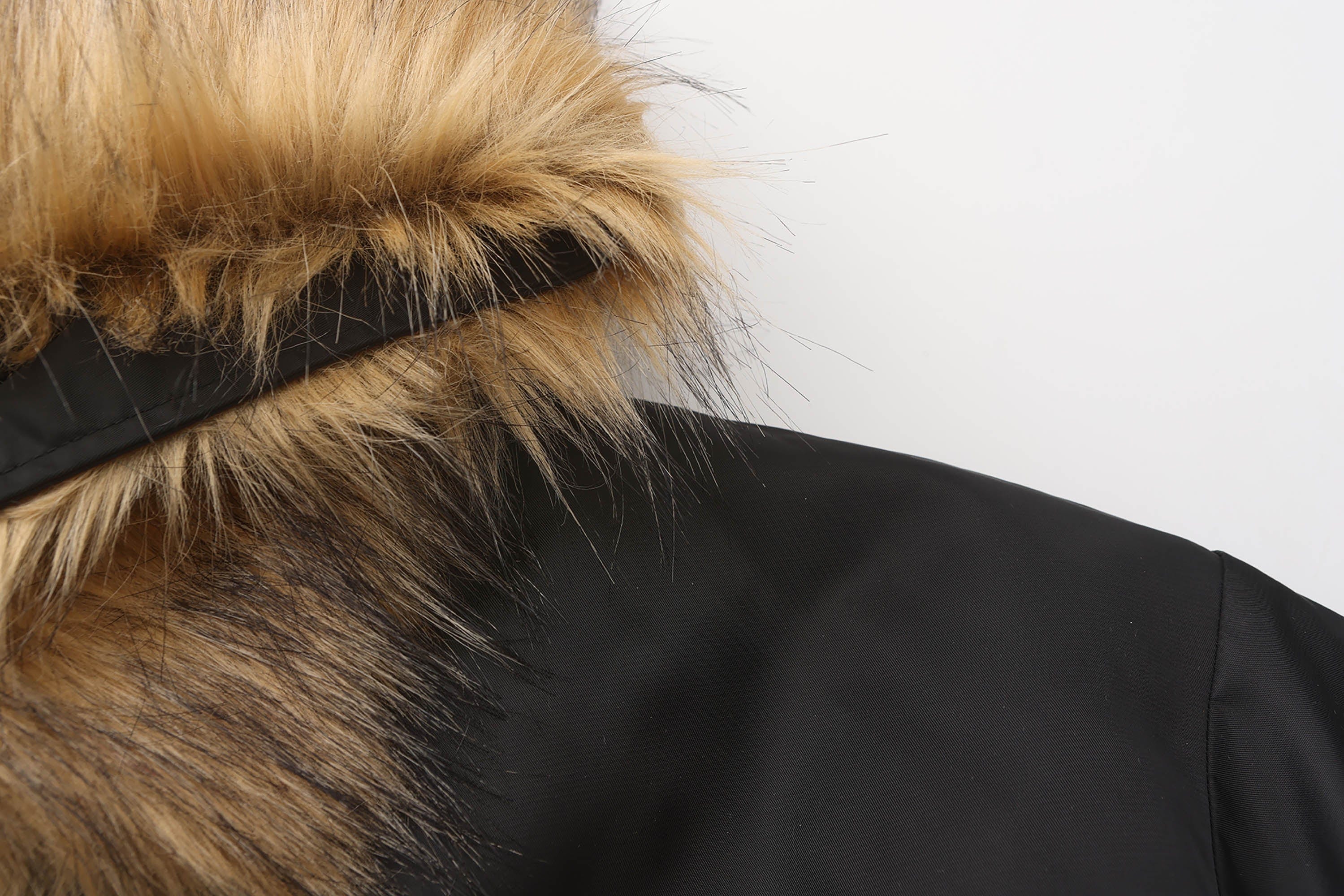 BLACK8MOB Flame Detachable-Fur Hooded Jacket