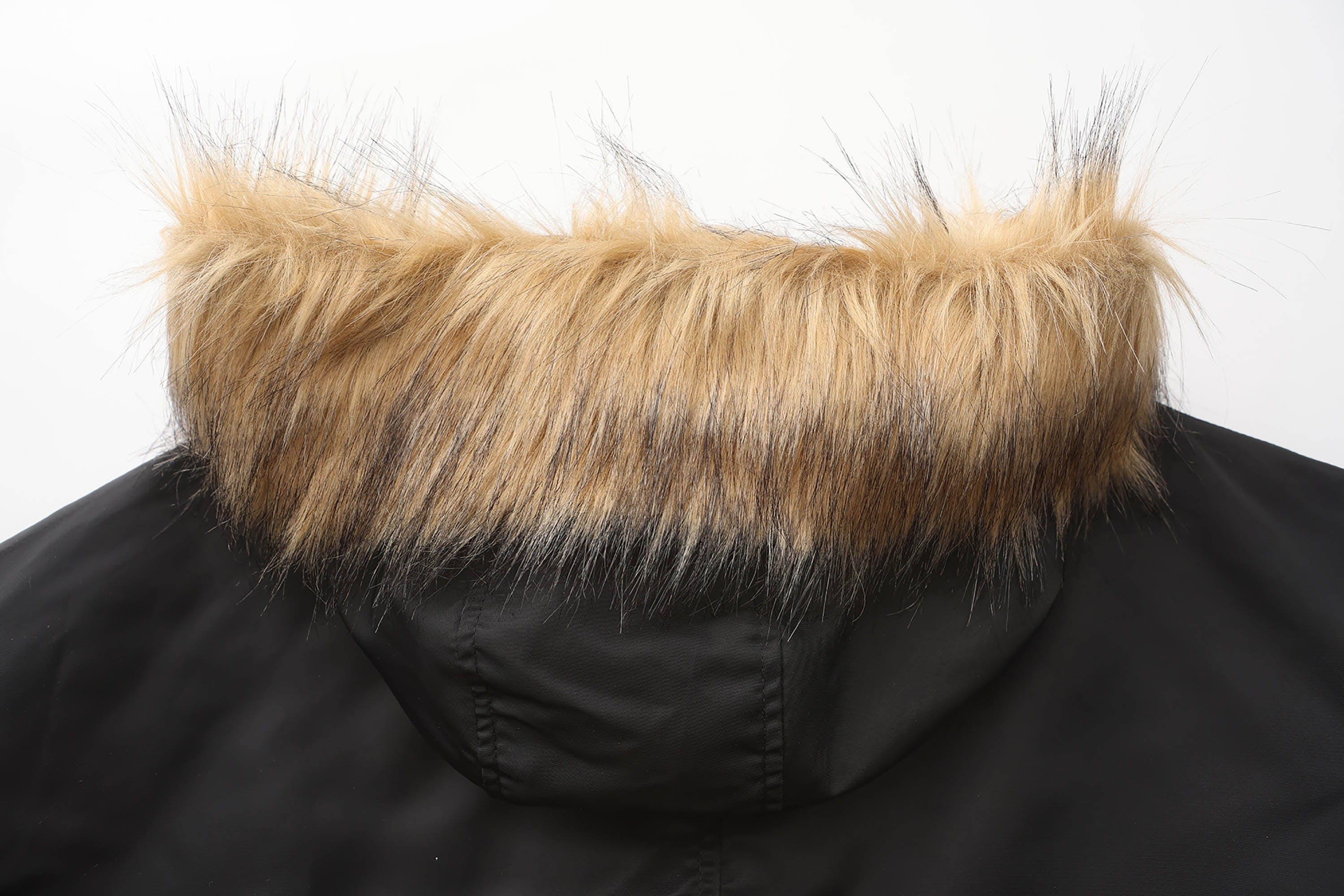 BLACK8MOB Flame Detachable-Fur Hooded Jacket