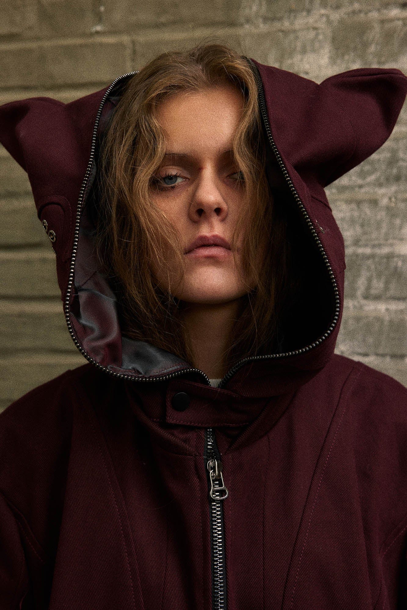 KADAKADA Cat Ears Perforated Hooded Jacket