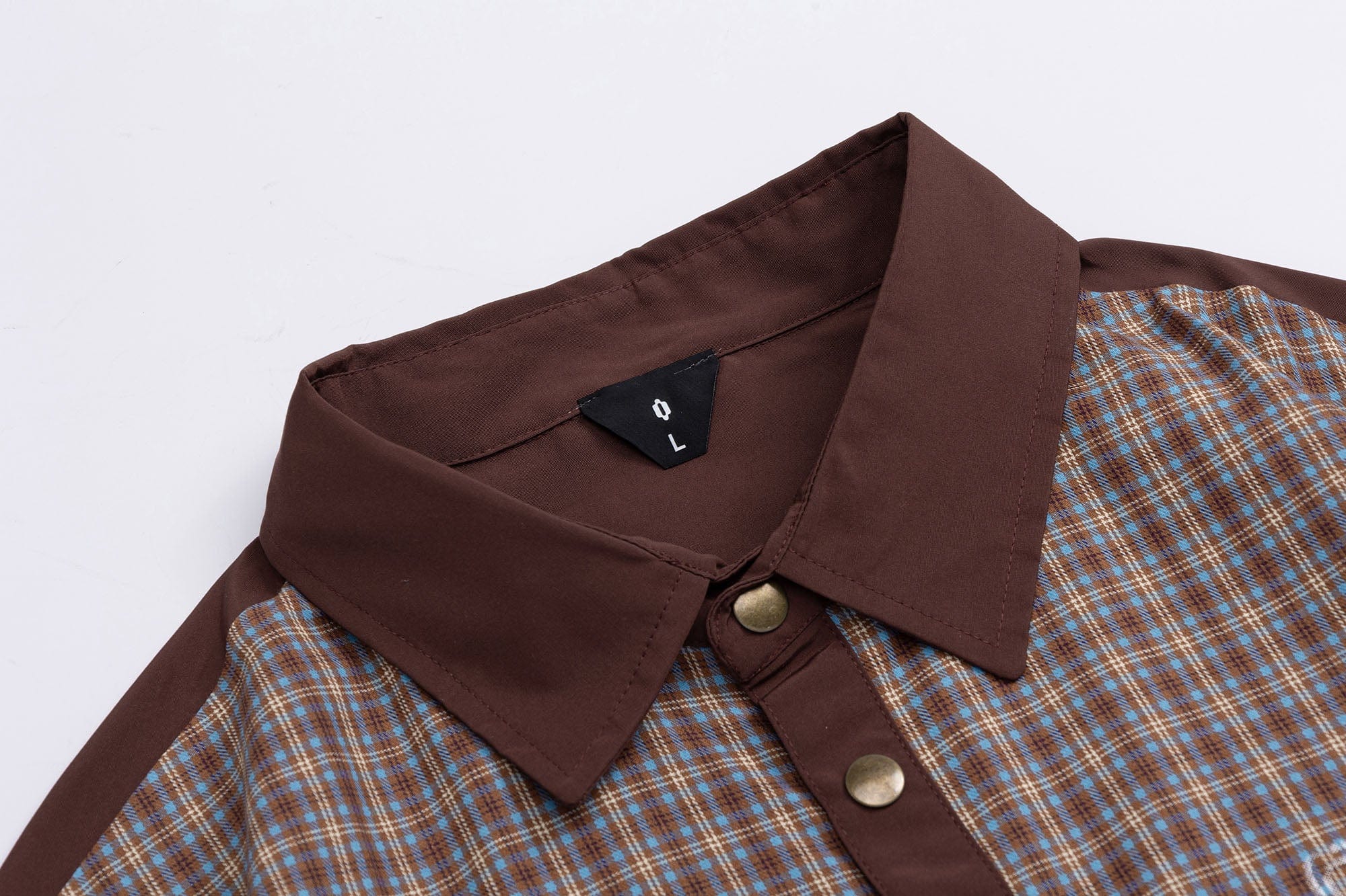 OVDY Retro Spliced Plaid Polo T-Shirt