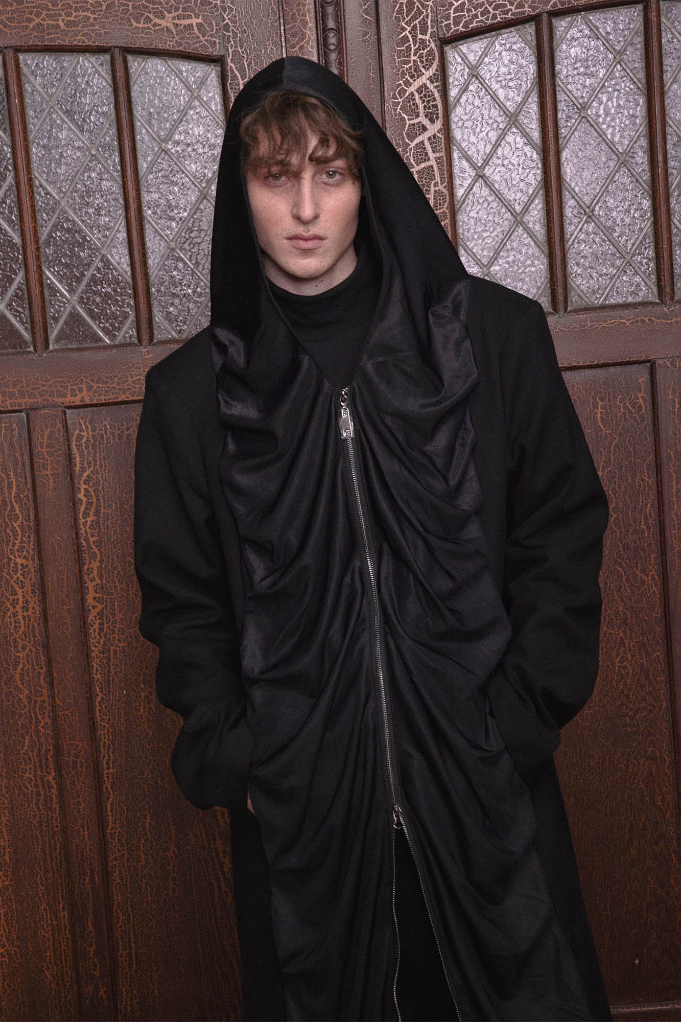 KADAKADA Crinkled Hooded Longline Trench Coat