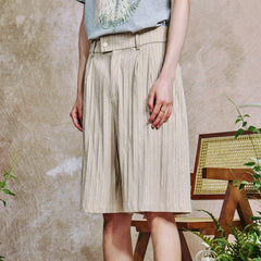 OIPWORD Striped Crinkled Shorts