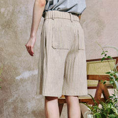 OIPWORD Striped Crinkled Shorts