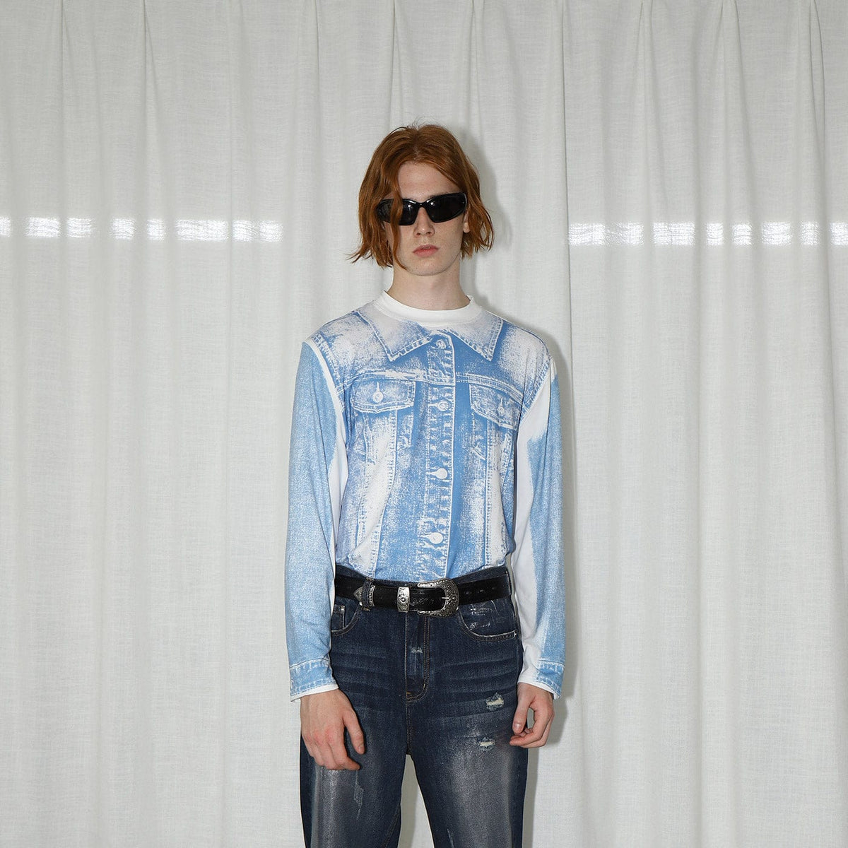 LEONSENSE Denim Print L/S T-Shirt