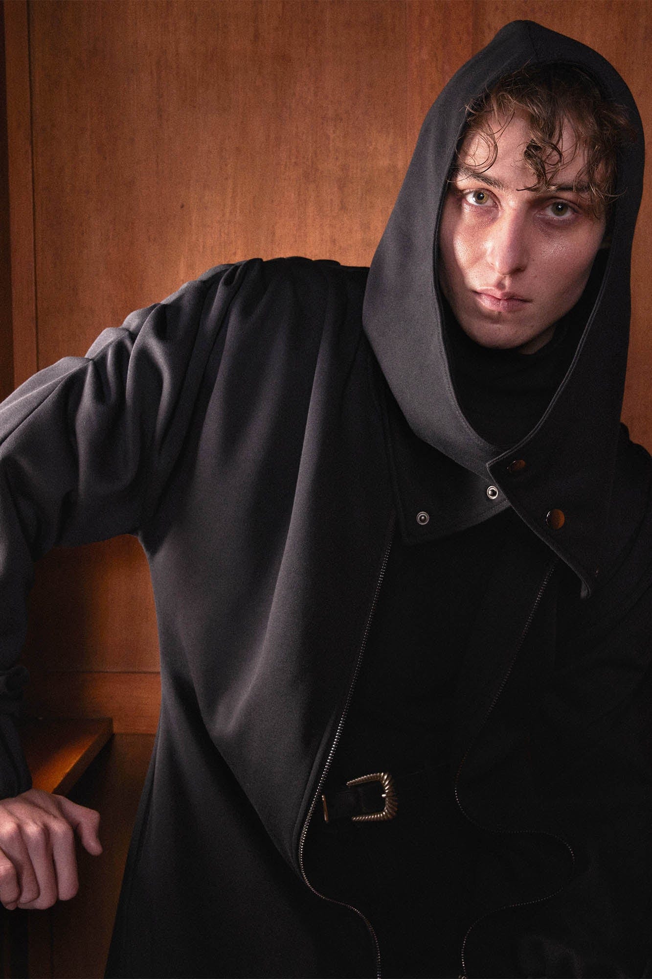 KADAKADA Hooded Pleated Shoulder Cloak