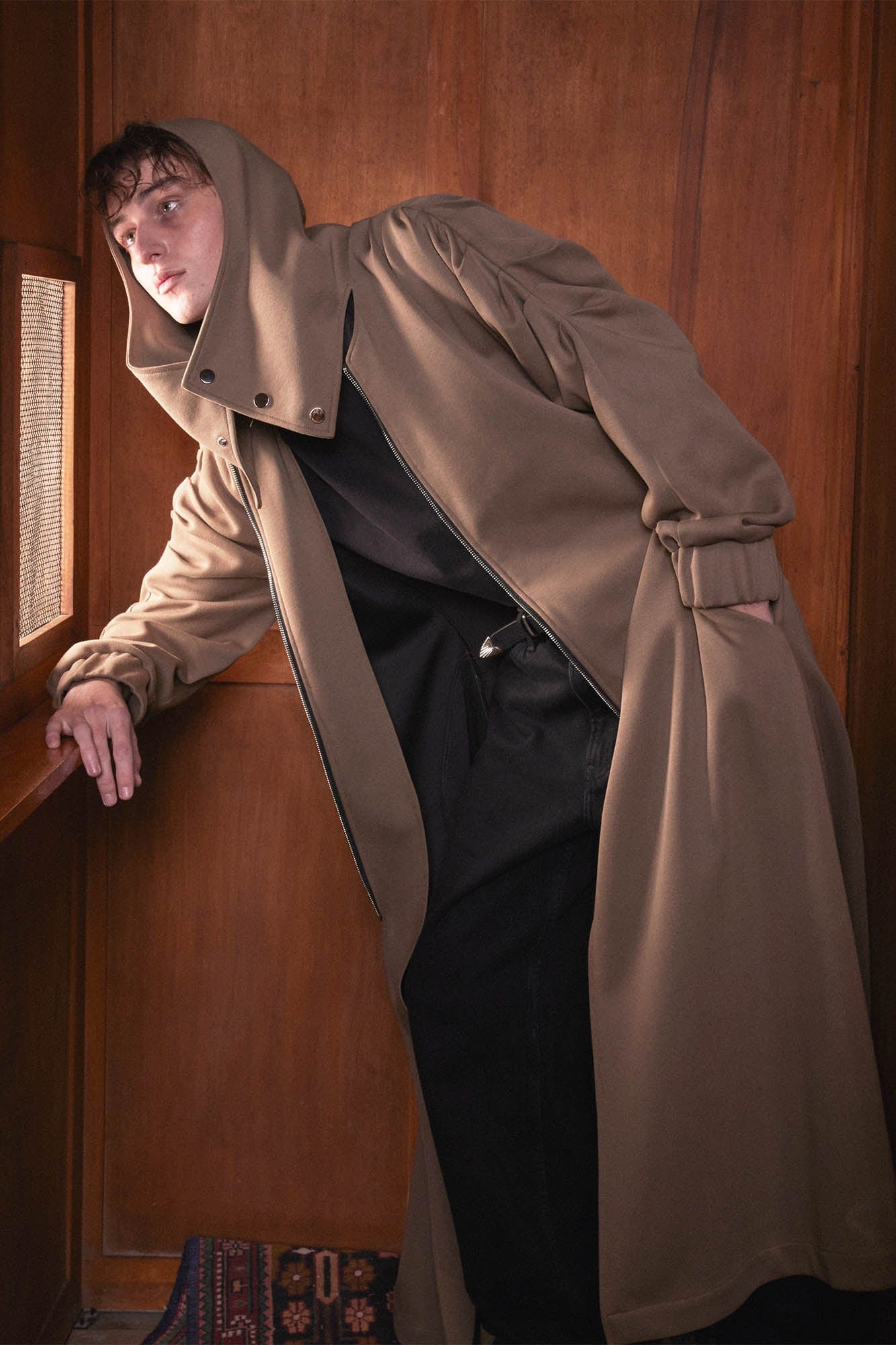 KADAKADA Hooded Pleated Shoulder Cloak