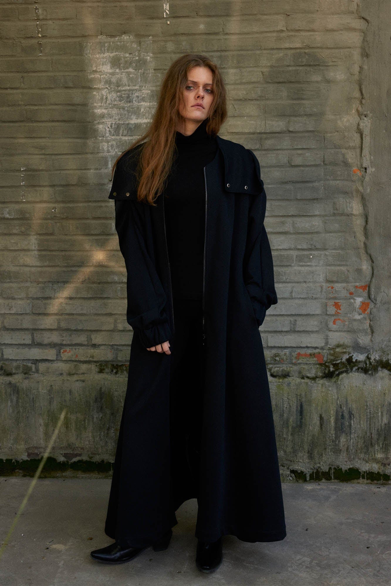 KADAKADA Hooded Pleated Shoulder Cloak