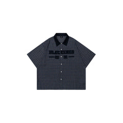OVDY Raw-Edge Patchwork Graphic Plaid Half Shirt
