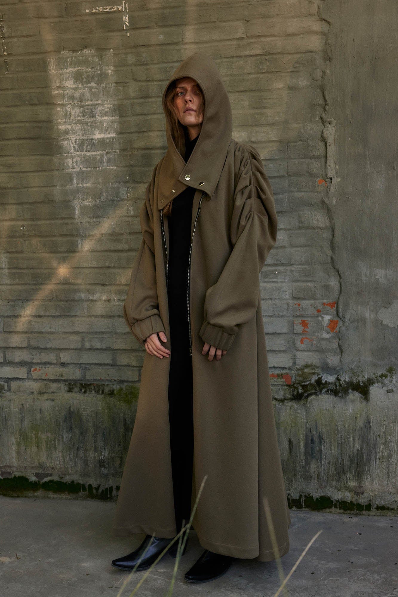 KADAKADA Hooded Pleated Shoulder Cloak