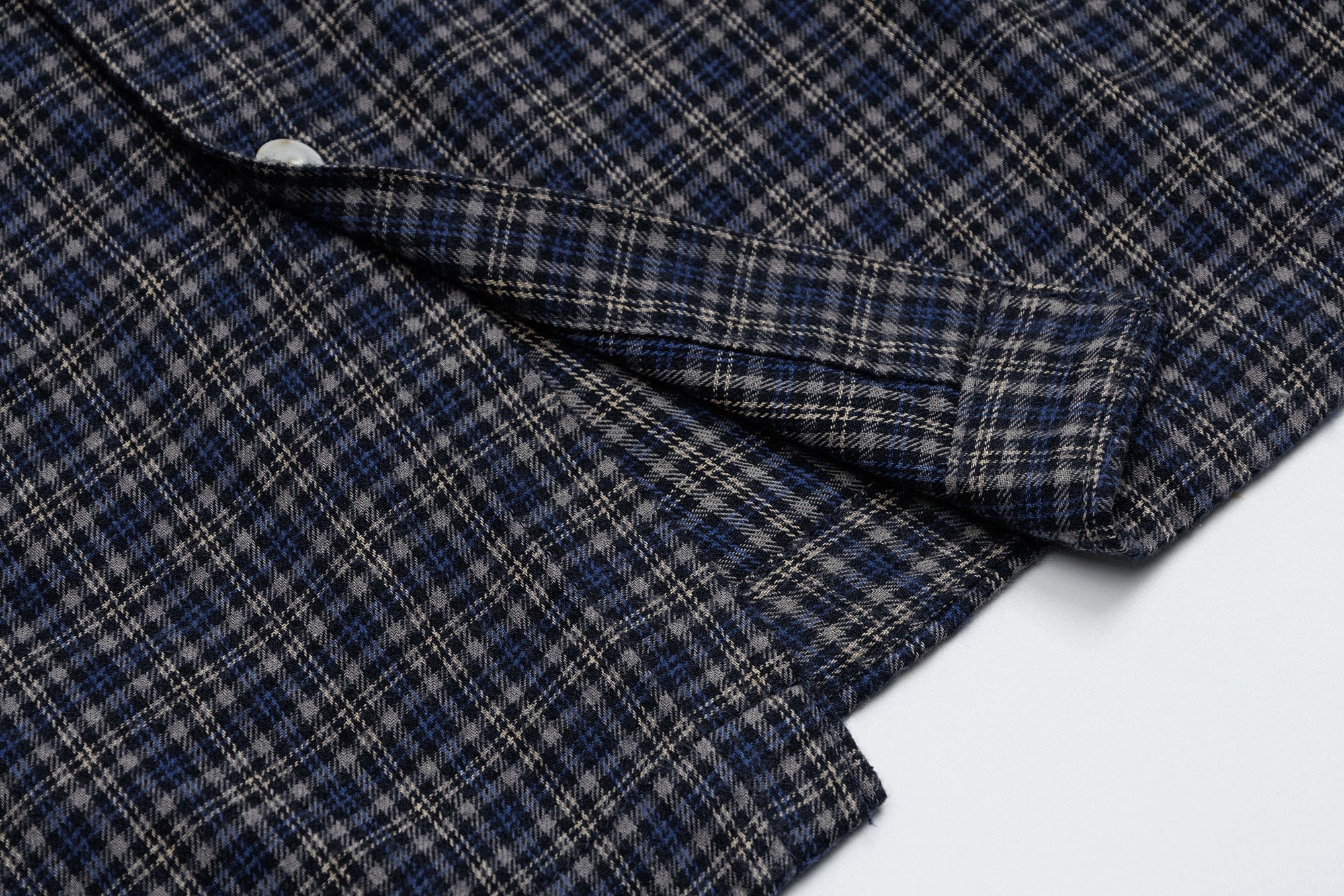 OVDY Raw-Edge Patchwork Graphic Plaid Half Shirt
