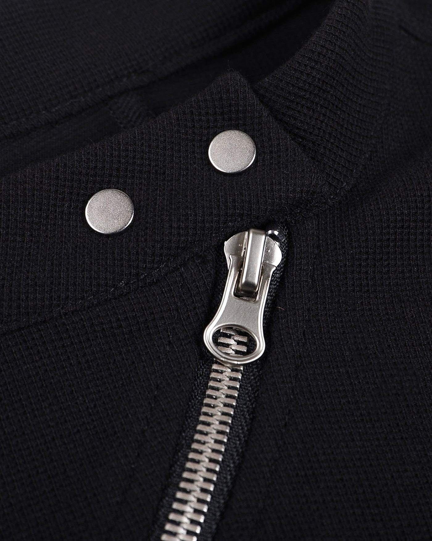 WHISTLEHUNTER Asymmetrical Zipper Rivet Mock Neck Light Sweatshirt