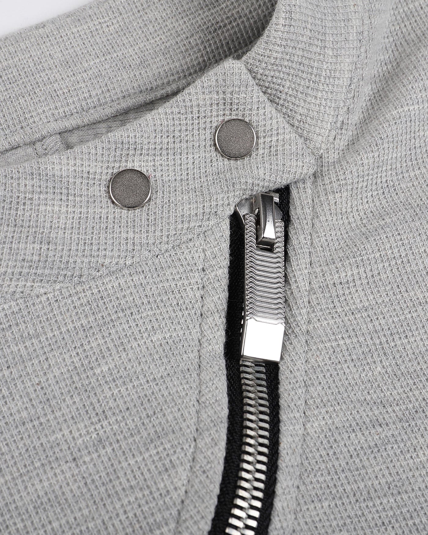 WHISTLEHUNTER Asymmetrical Zipper Rivet Mock Neck Light Sweatshirt
