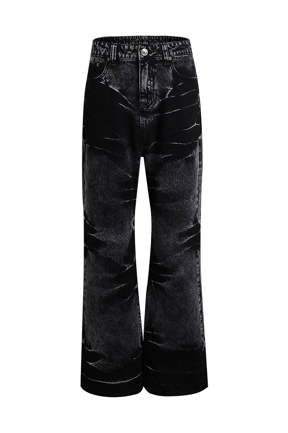 DND4DES Lightning Crease Washed Flared Jeans Black
