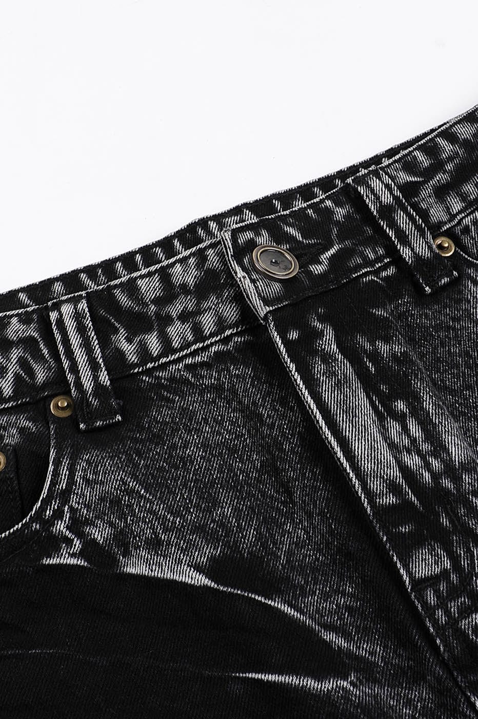 DND4DES Lightning Crease Washed Flared Jeans Black