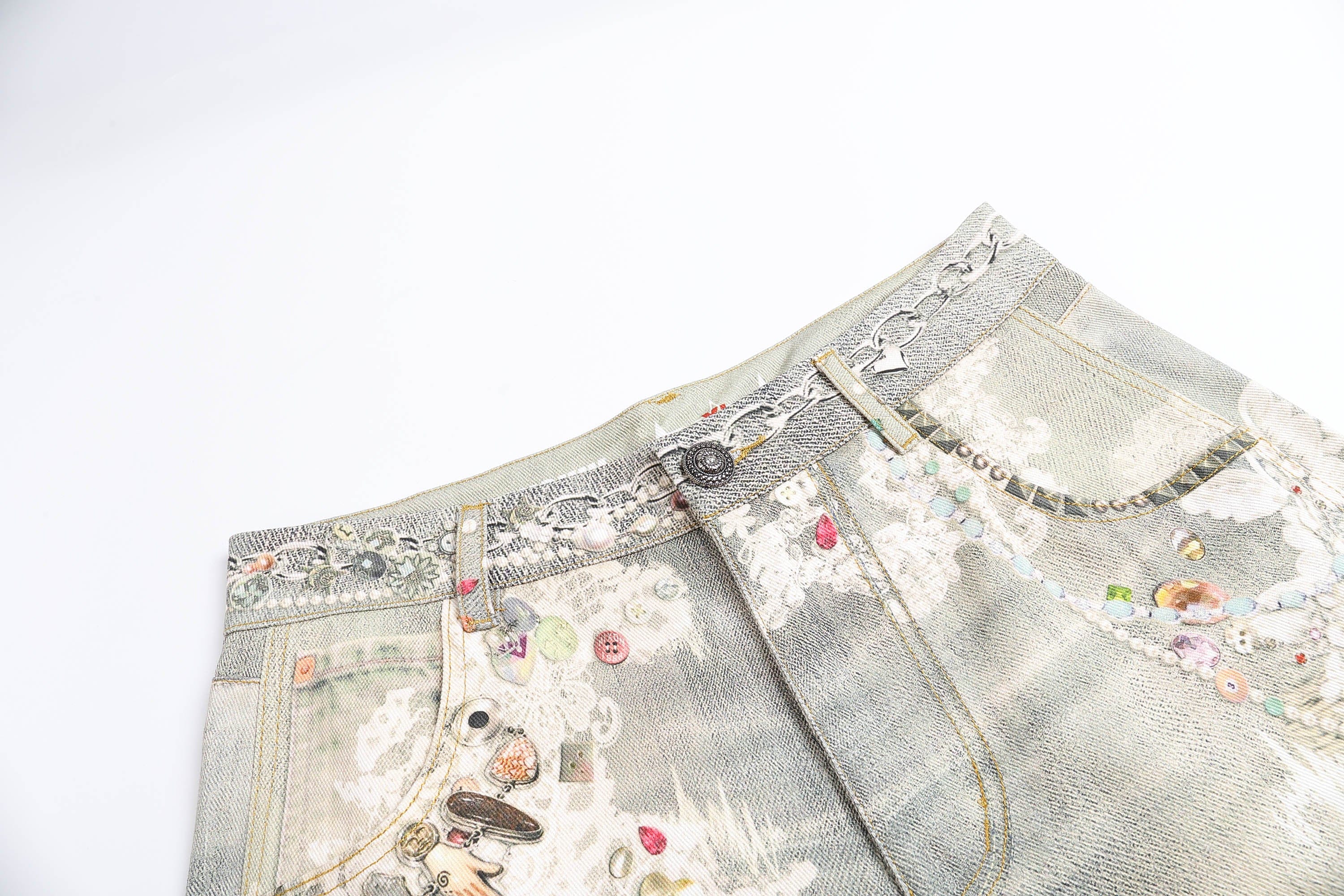 DND4DES×Faychui Distressed Gem&Lace Jeans