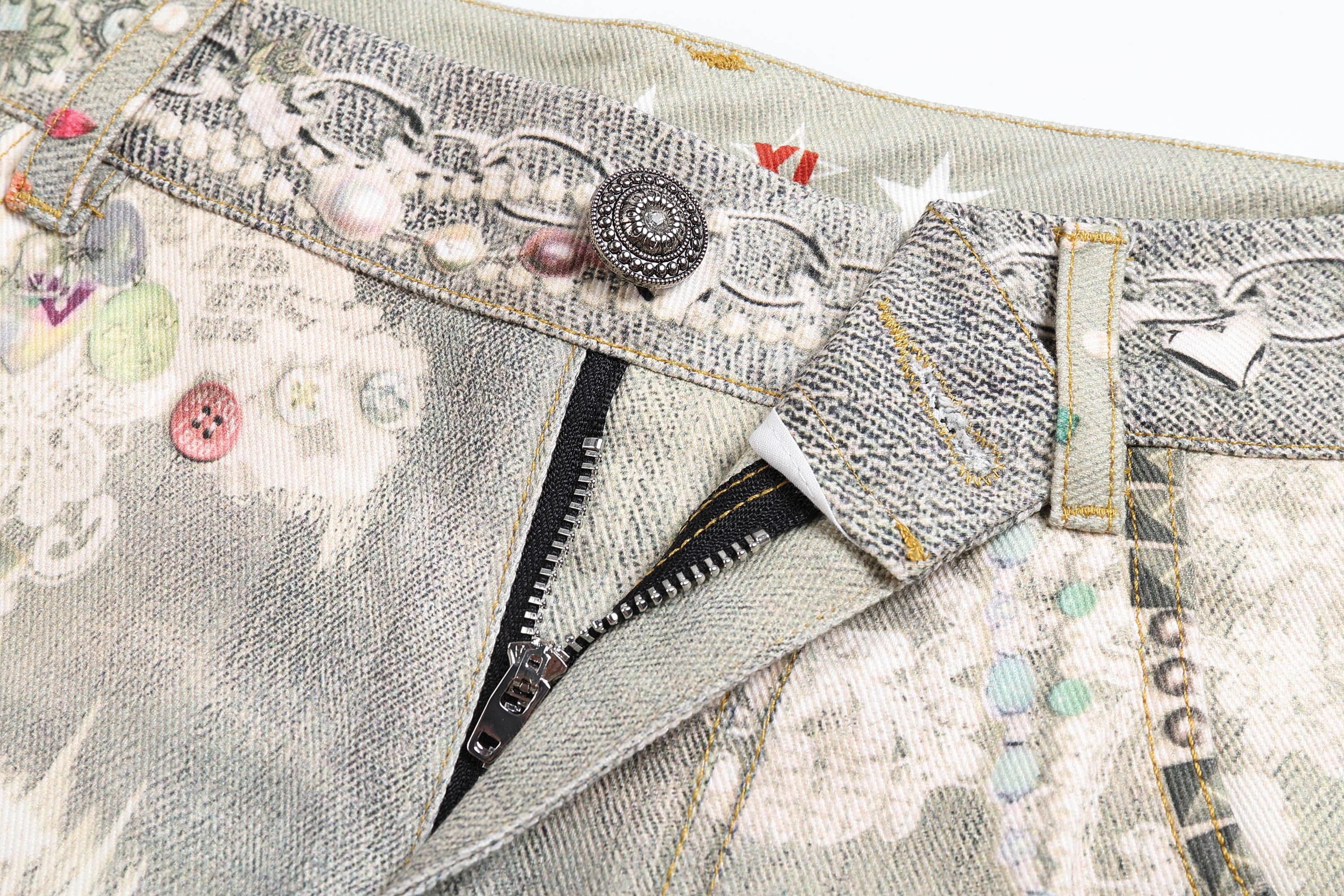 DND4DES×Faychui Distressed Gem&Lace Jeans