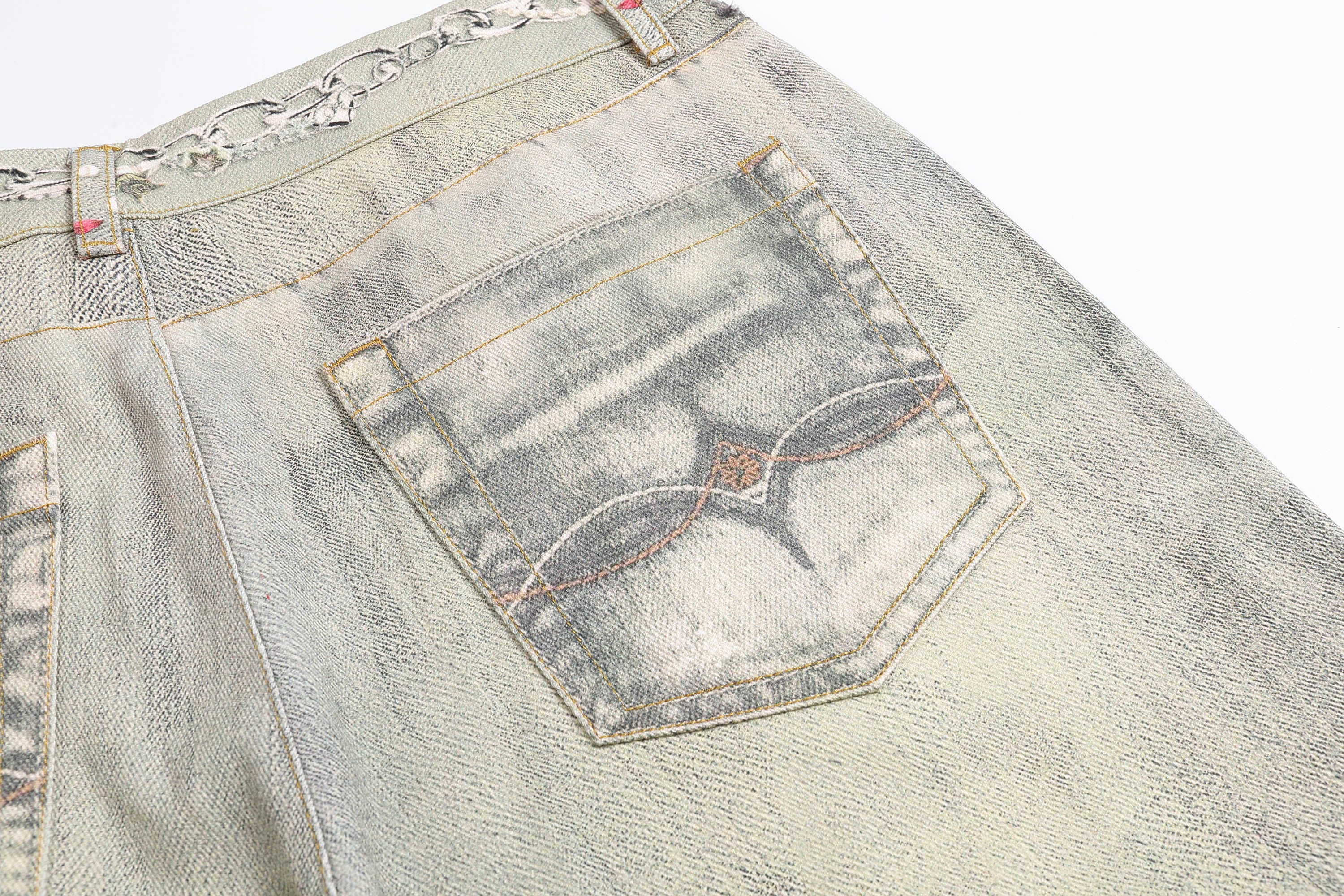 DND4DES×Faychui Distressed Gem&Lace Jeans