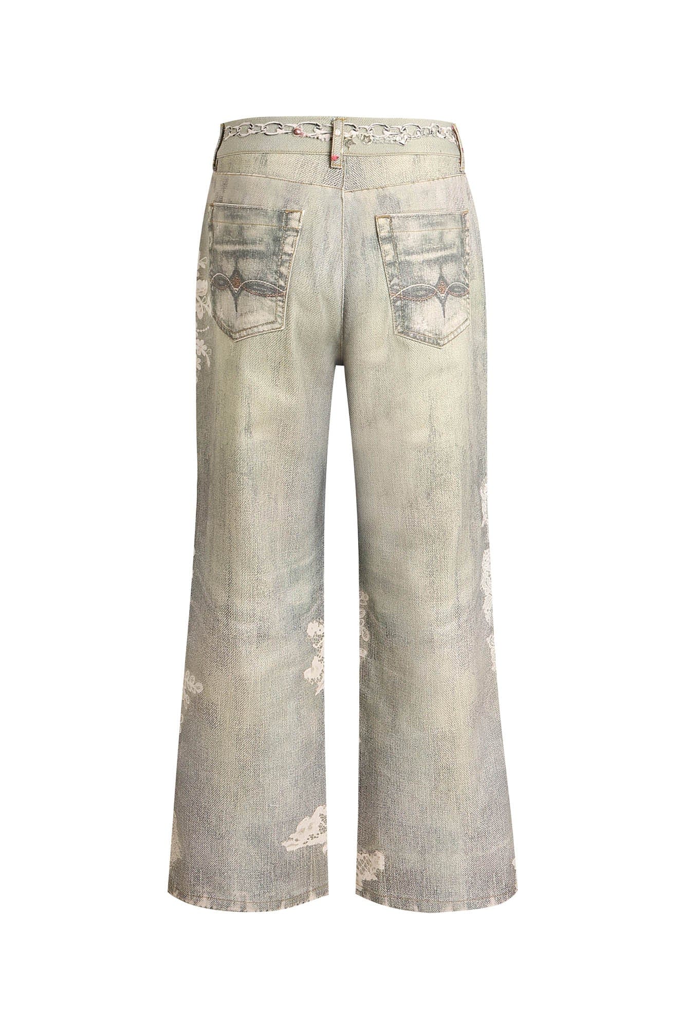 DND4DES×Faychui Distressed Gem&Lace Jeans