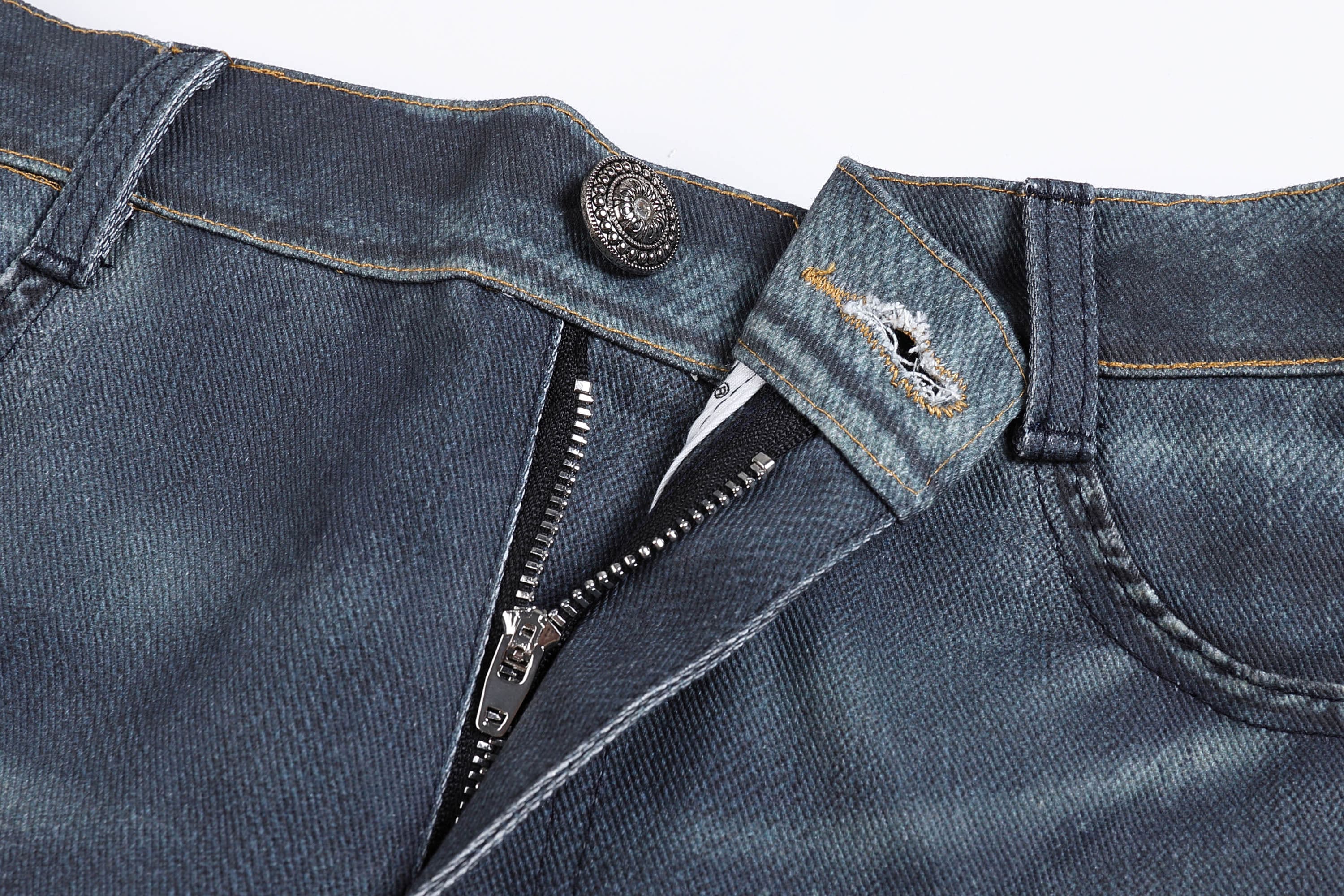 DND4DES×Faychui Leopard Wings Embroidered Wide-Leg Jeans