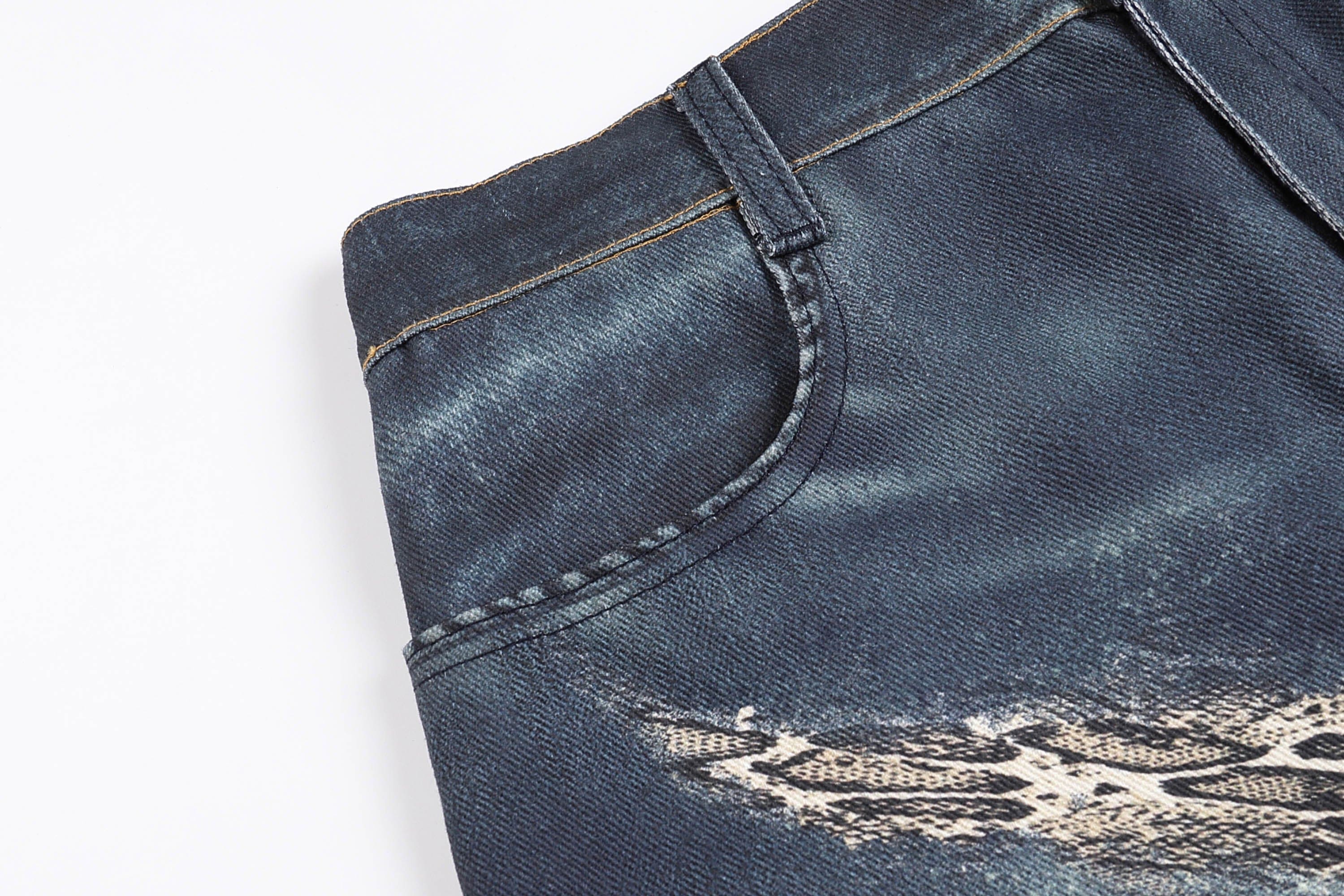 DND4DES×Faychui Leopard Wings Embroidered Wide-Leg Jeans