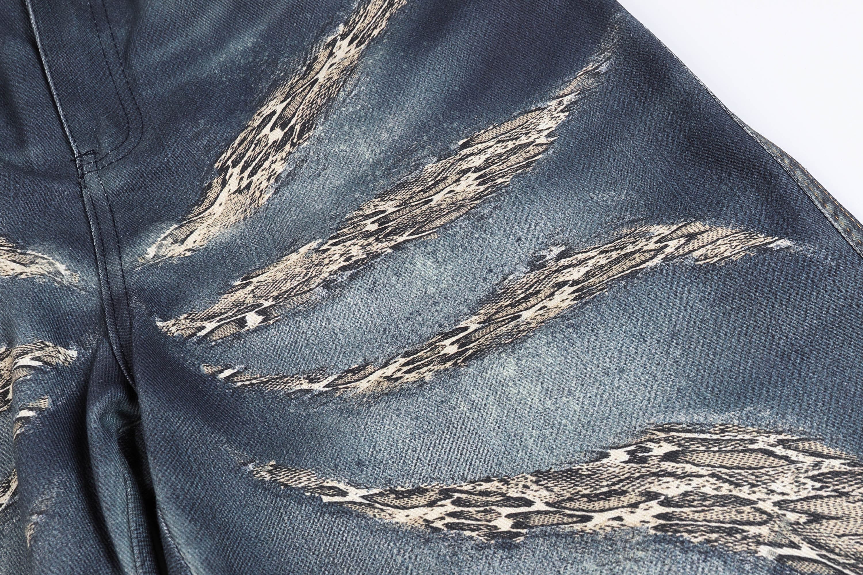 DND4DES×Faychui Leopard Wings Embroidered Wide-Leg Jeans
