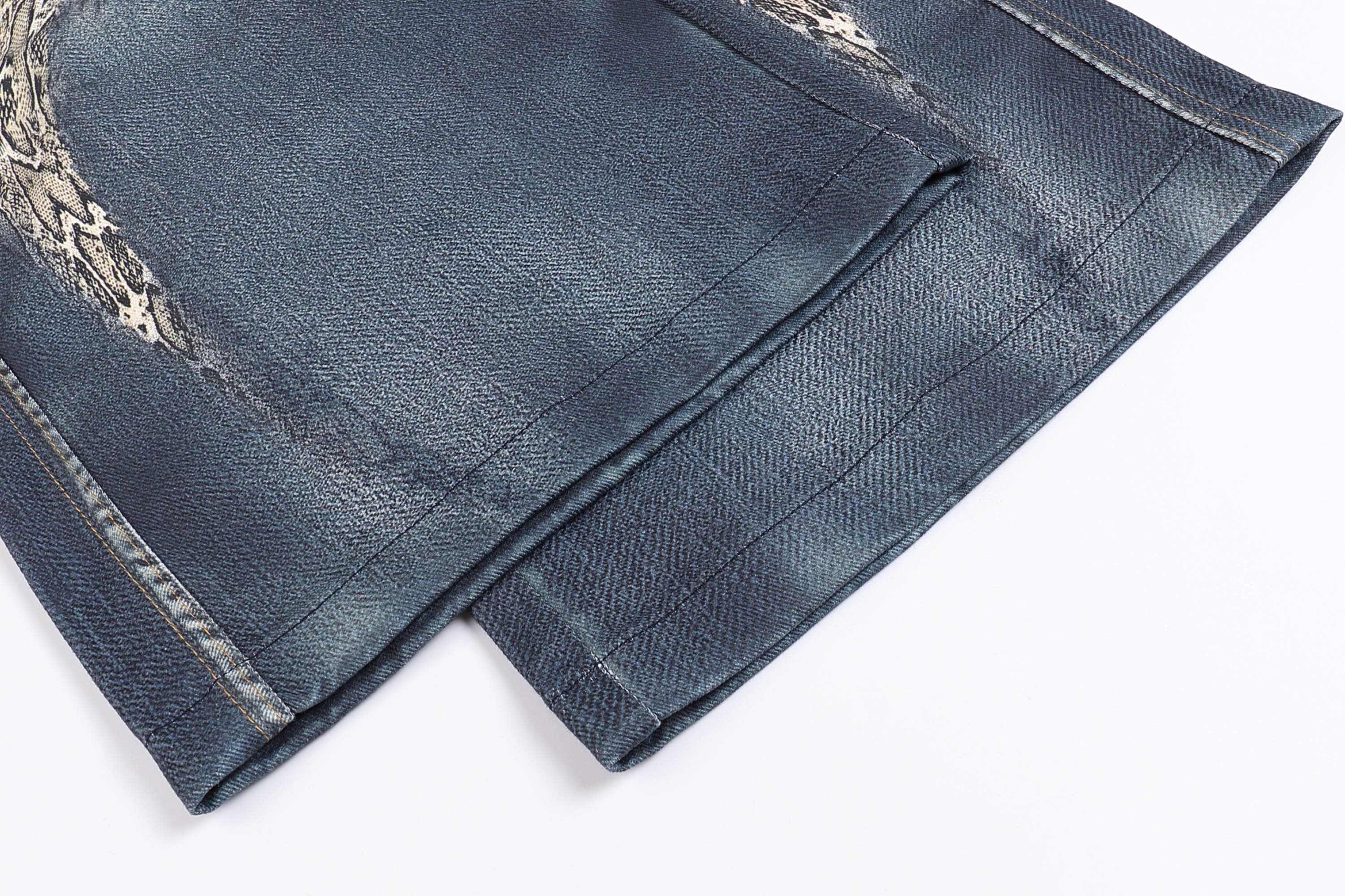 DND4DES×Faychui Leopard Wings Embroidered Wide-Leg Jeans