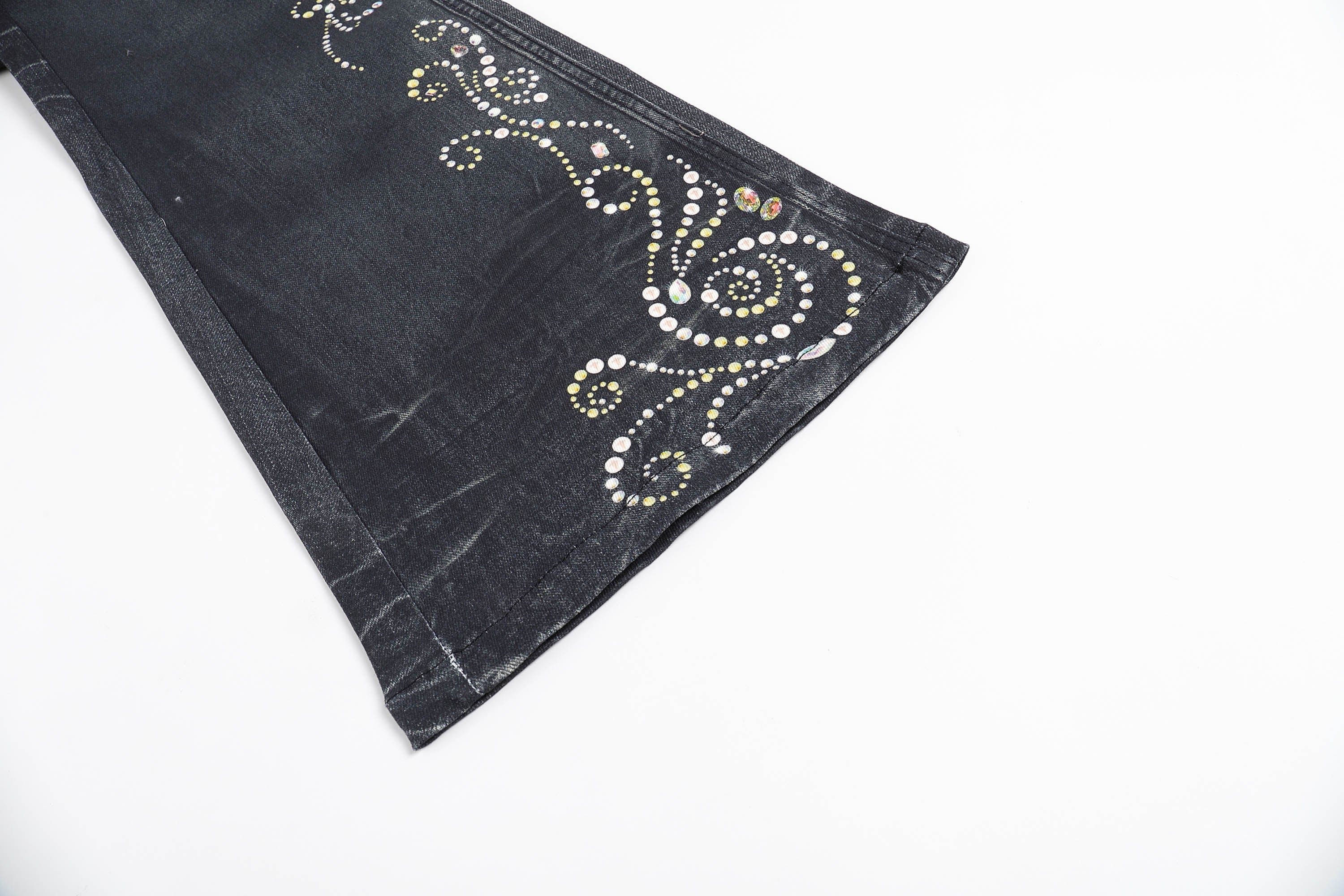 DND4DES×Faychui Retro Gemstone Graphics Flared Jeans