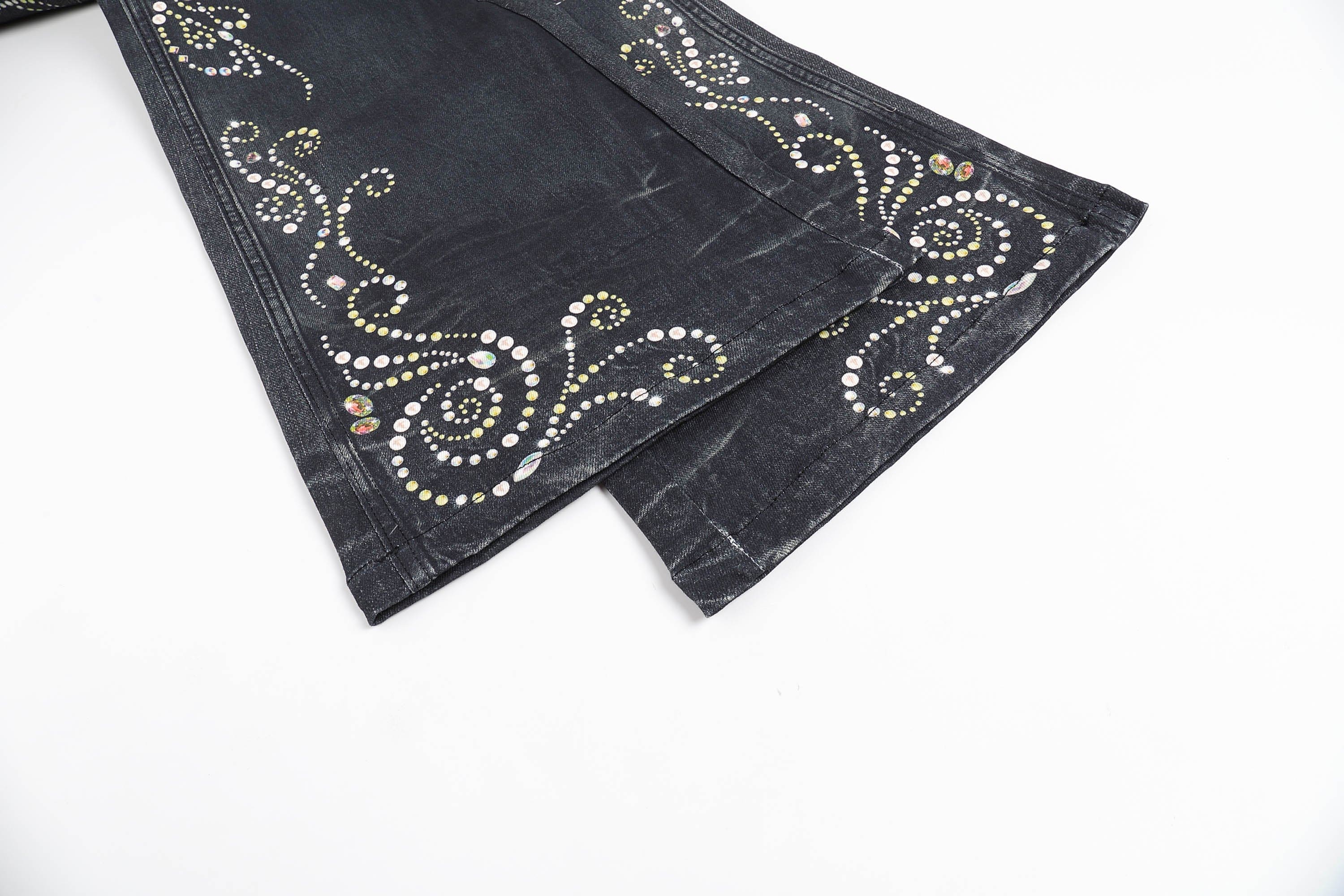 DND4DES×Faychui Retro Gemstone Graphics Flared Jeans