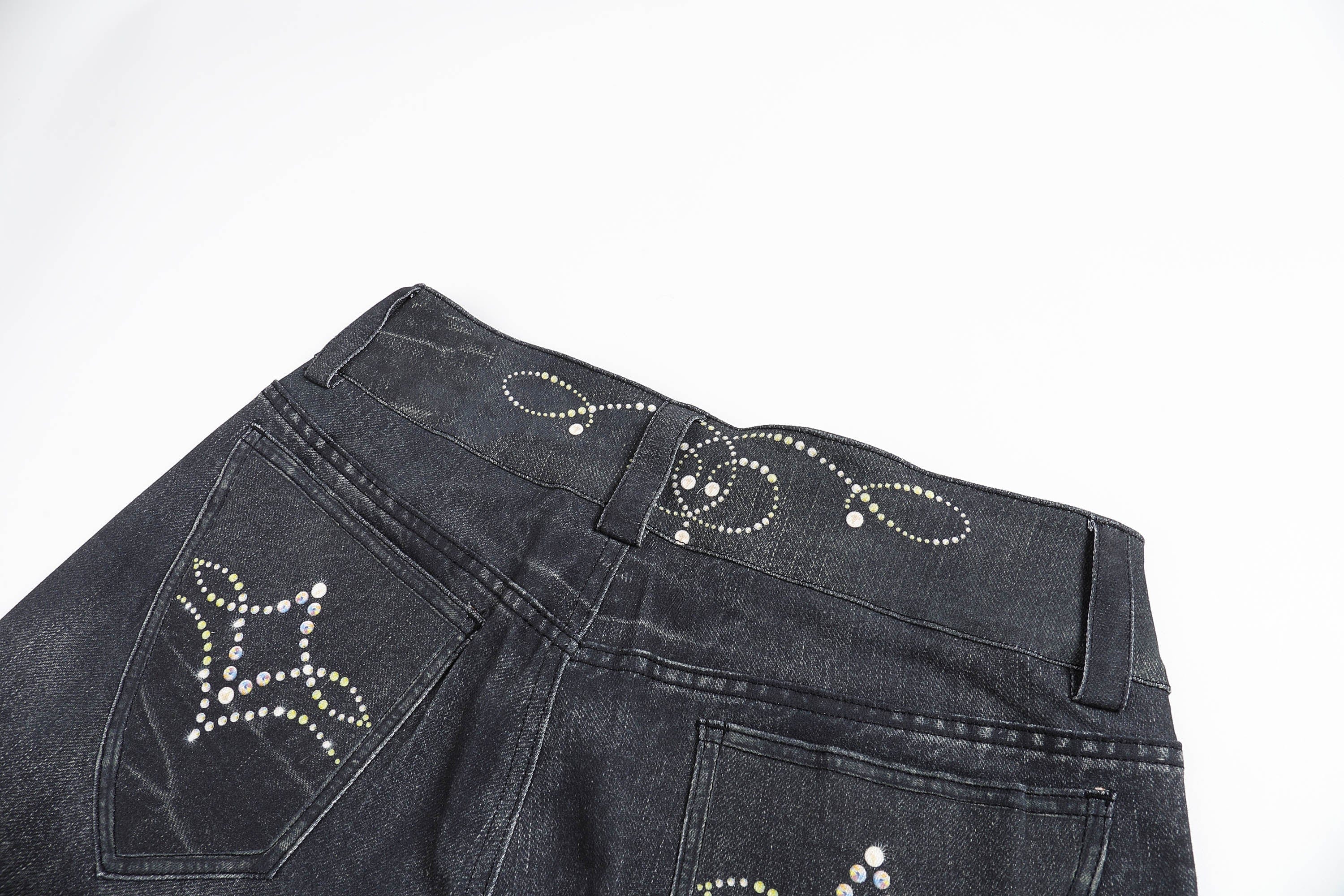 DND4DES×Faychui Retro Gemstone Graphics Flared Jeans